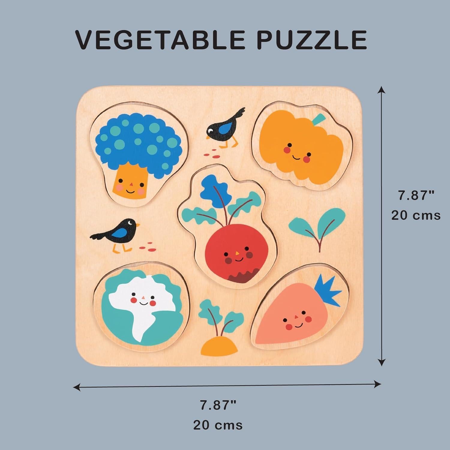 Rompecabezas de Verduras Mentari - Juguete de Madera 20x20 cm