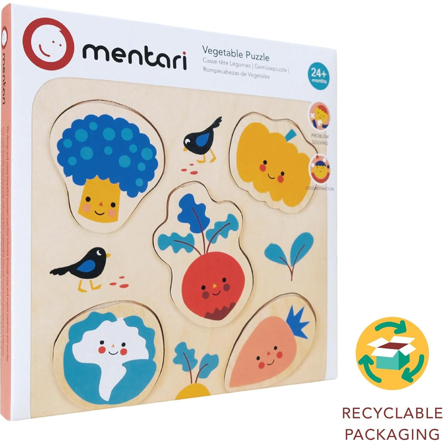 Rompecabezas de Verduras Mentari - Juguete de Madera 20x20 cm