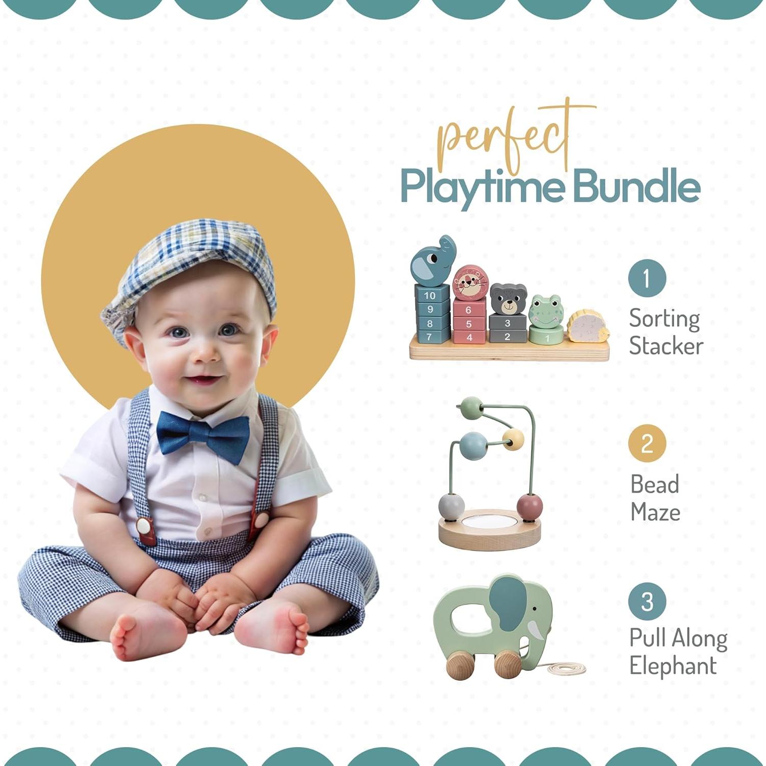 Juguetes Montessori ELLIANI de Madera 3 en 1 para Bebés