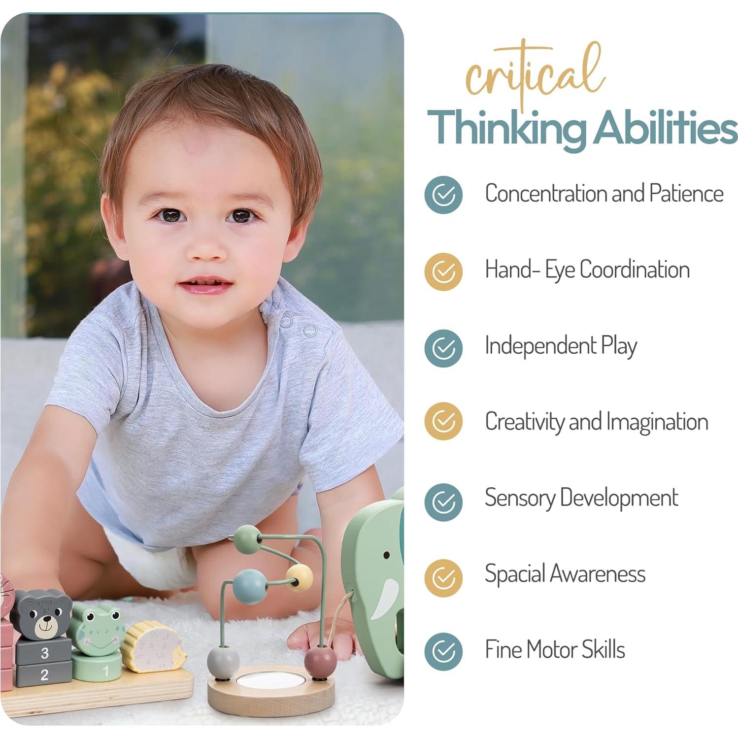 Juguetes Montessori ELLIANI de Madera 3 en 1 para Bebés