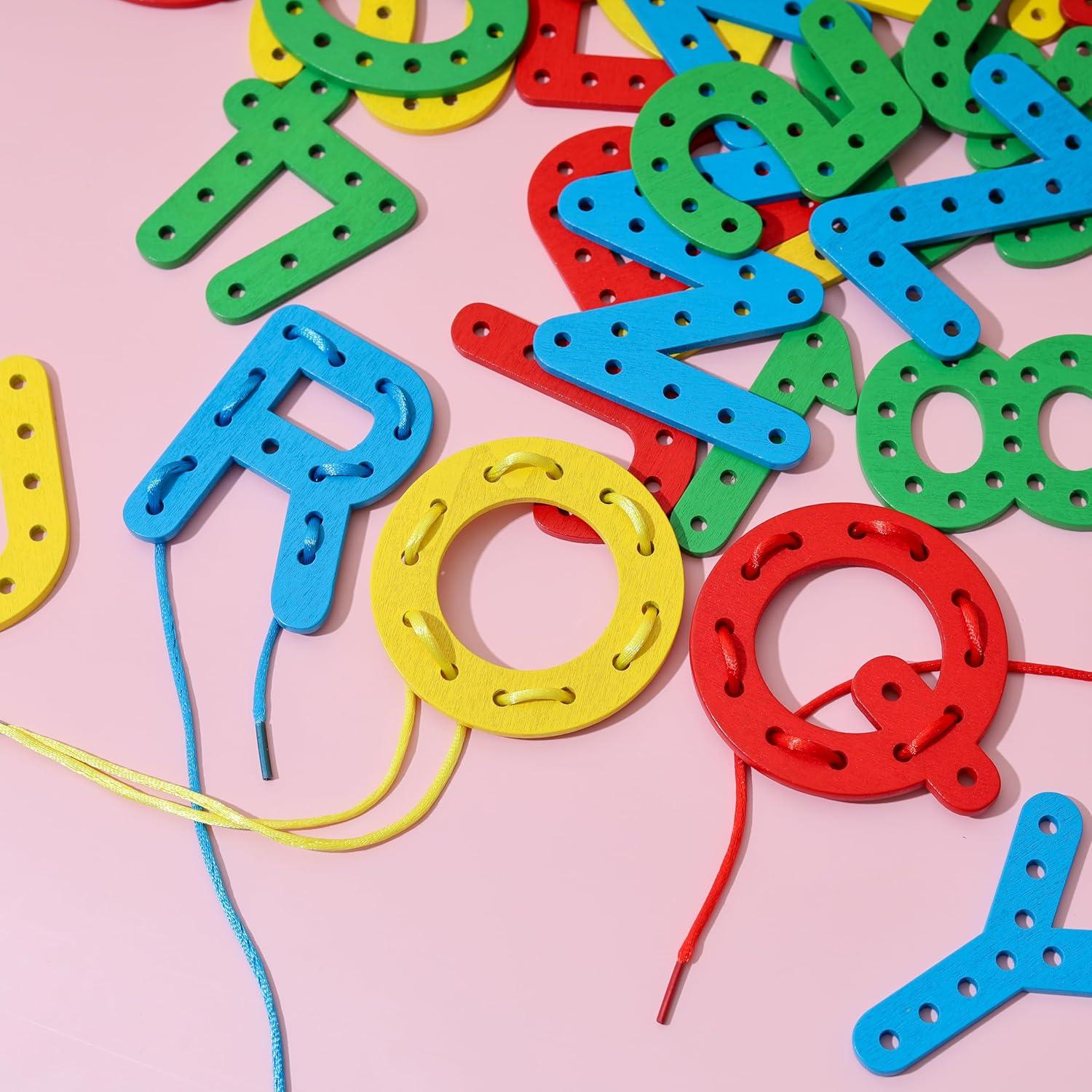 Juego de Alfabeto de Enhebrado Colorido Easy_company - Juguete Educativo para Niños