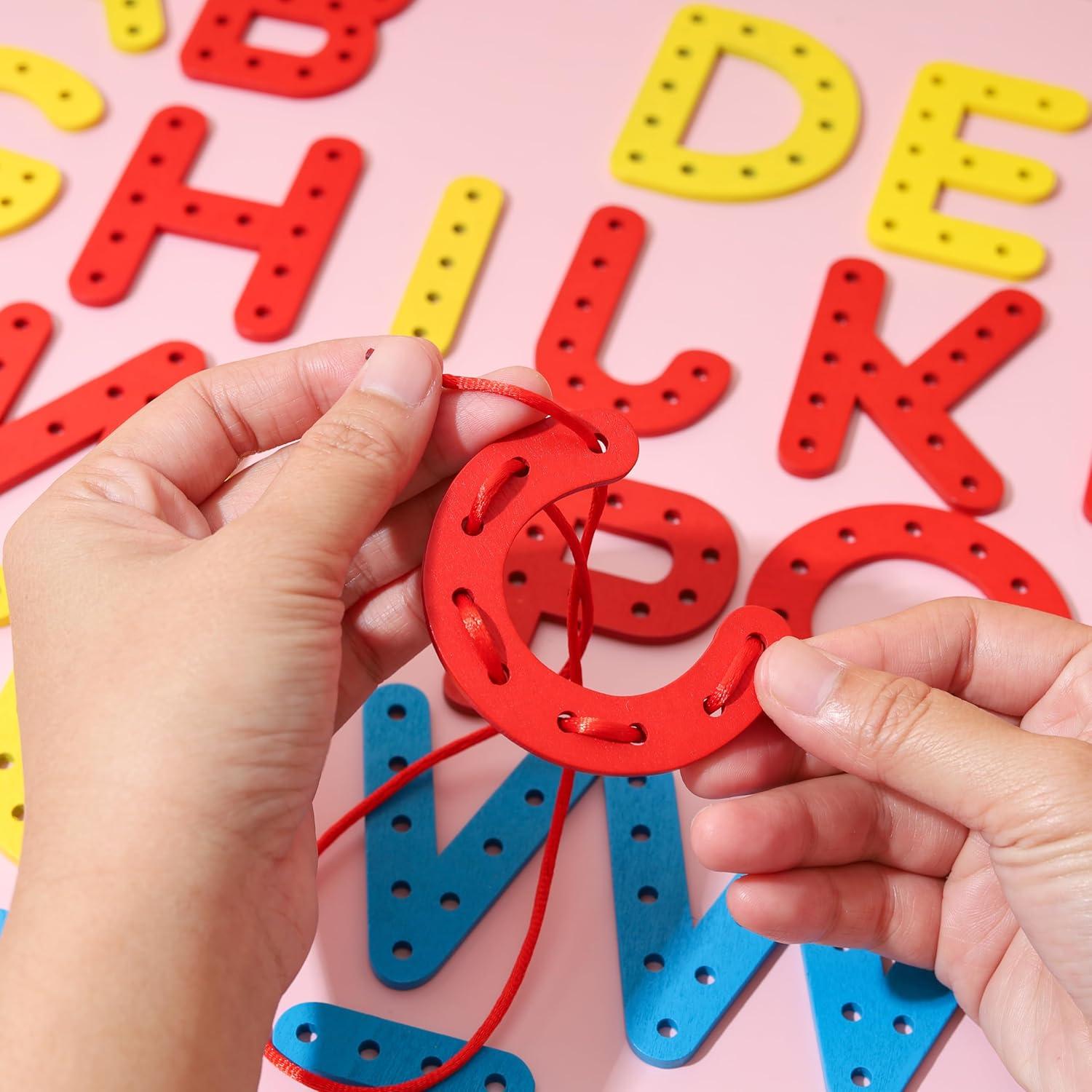 Juego de Alfabeto de Enhebrado Colorido Easy_company - Juguete Educativo para Niños