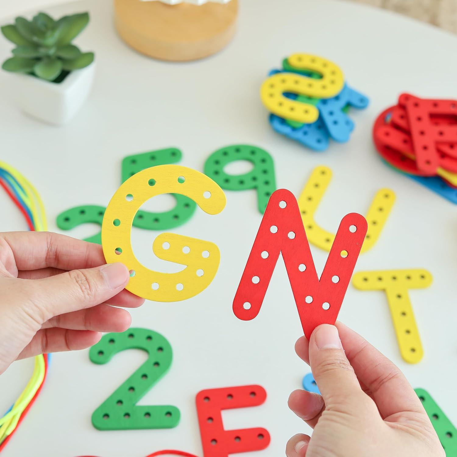 Juego de Alfabeto de Enhebrado Colorido Easy_company - Juguete Educativo para Niños