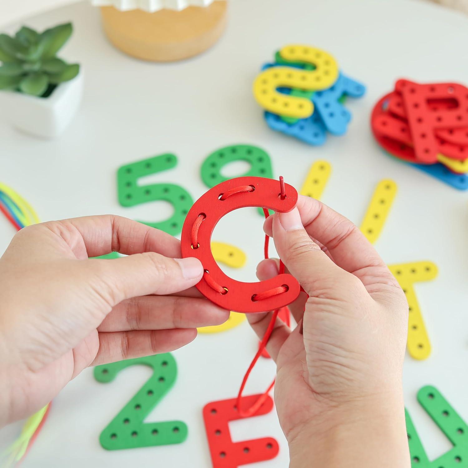 Juego de Alfabeto de Enhebrado Colorido Easy_company - Juguete Educativo para Niños