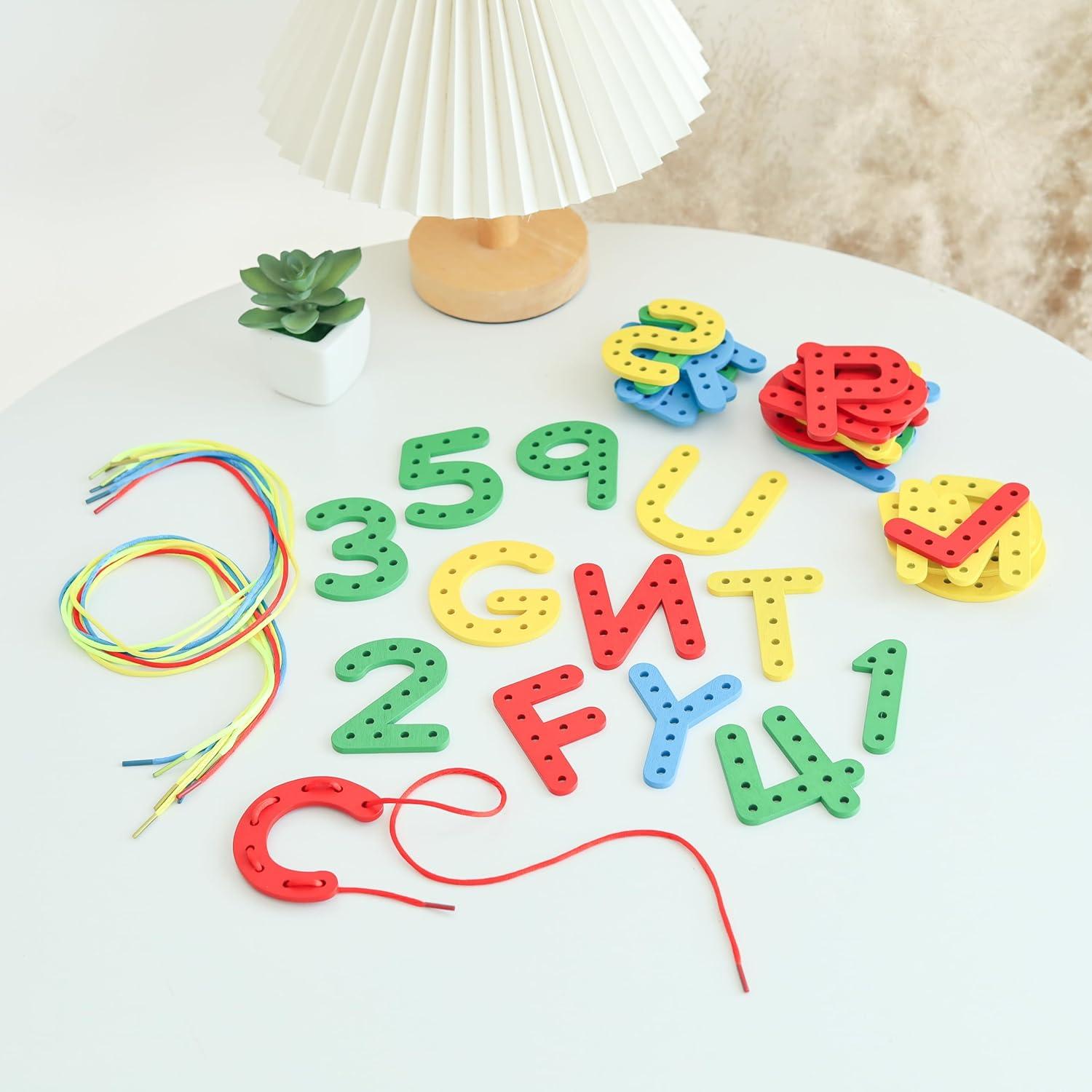 Juego de Alfabeto de Enhebrado Colorido Easy_company - Juguete Educativo para Niños