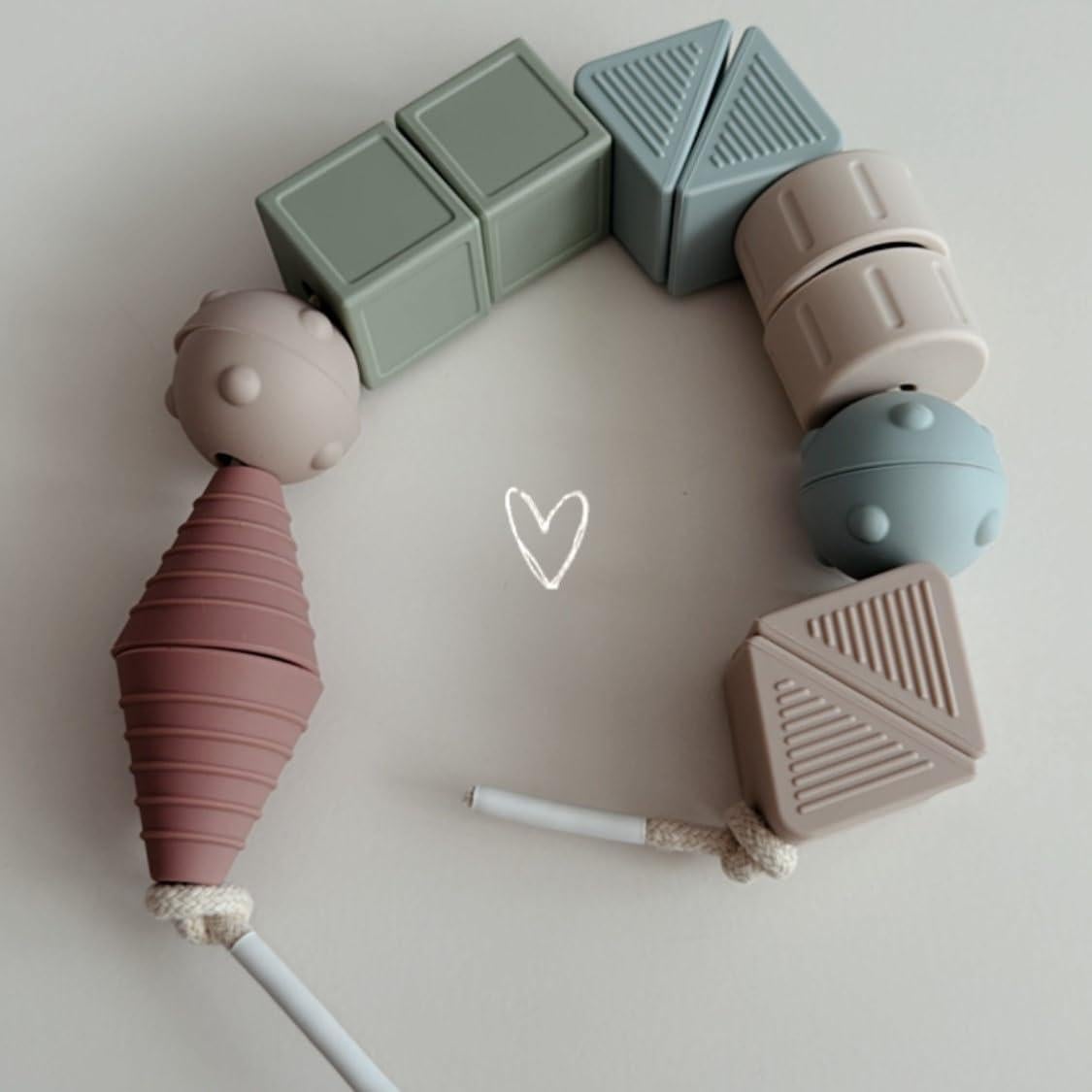 Juguete de Enhebrar Montessori AliOli - 14 Bolas de Silicona