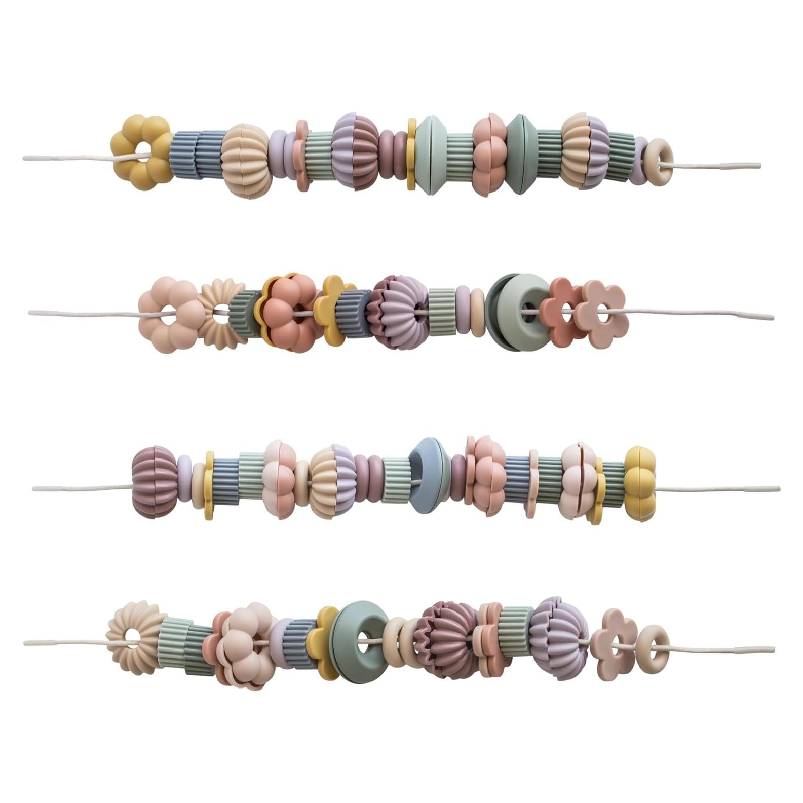 Juego de Enhebrado de Perlas Mushie | Juguete Montessori 54 Piezas