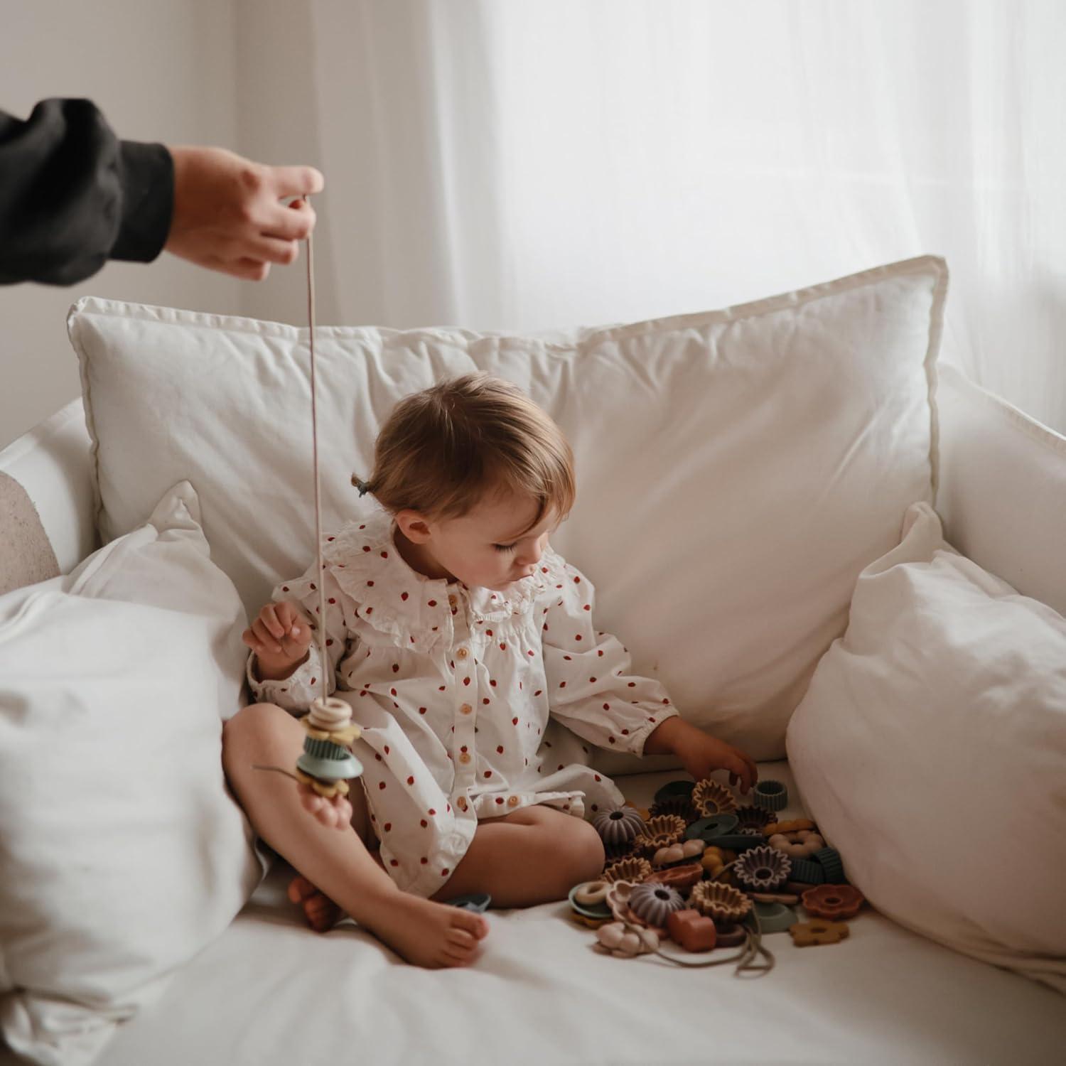 Juego de Enhebrado de Perlas Mushie | Juguete Montessori 54 Piezas