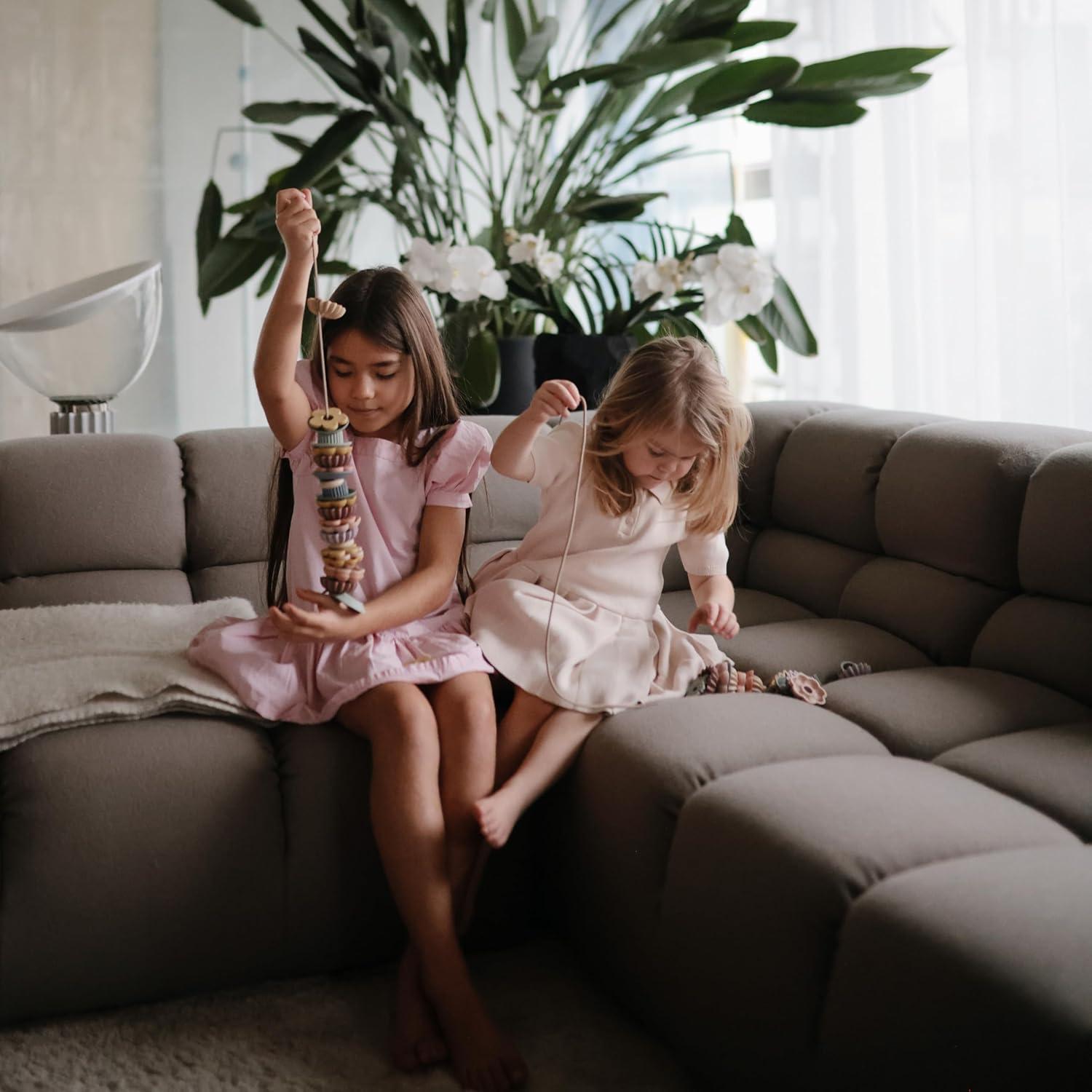 Juego de Enhebrado de Perlas Mushie | Juguete Montessori 54 Piezas