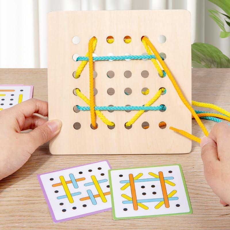 Tableros de Costura Montessori EduLand - Set de 2 con Cuerdas y Tarjetas