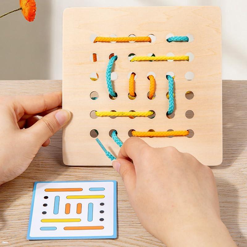 Tableros de Costura Montessori EduLand - Set de 2 con Cuerdas y Tarjetas