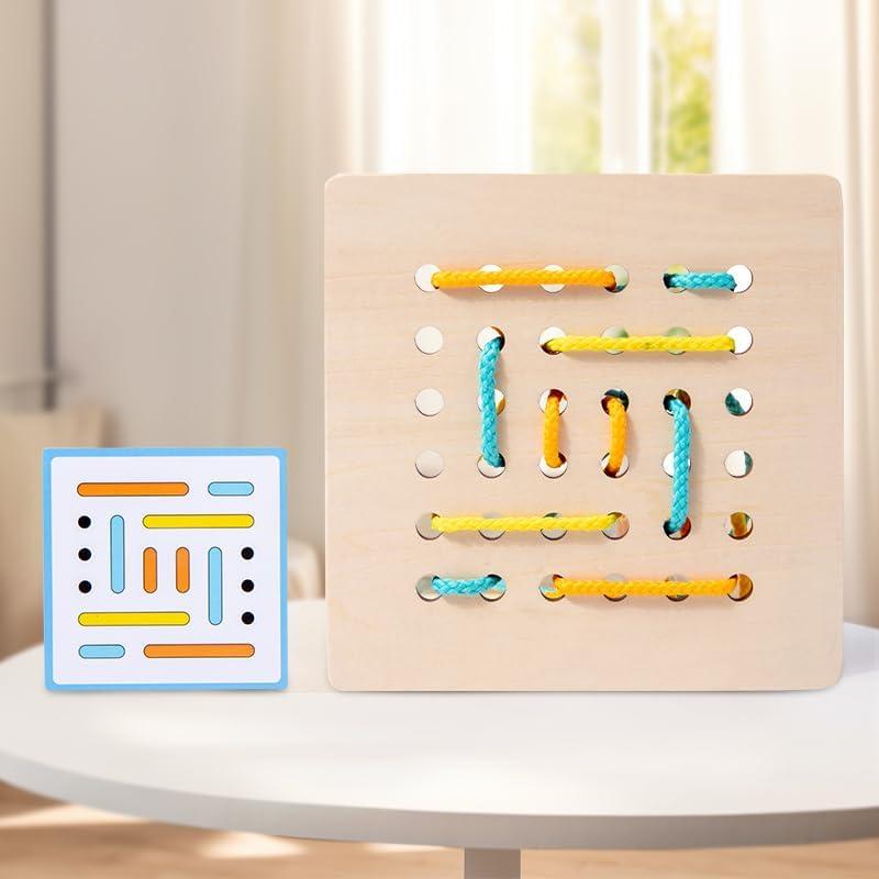 Tableros de Costura Montessori EduLand - Set de 2 con Cuerdas y Tarjetas
