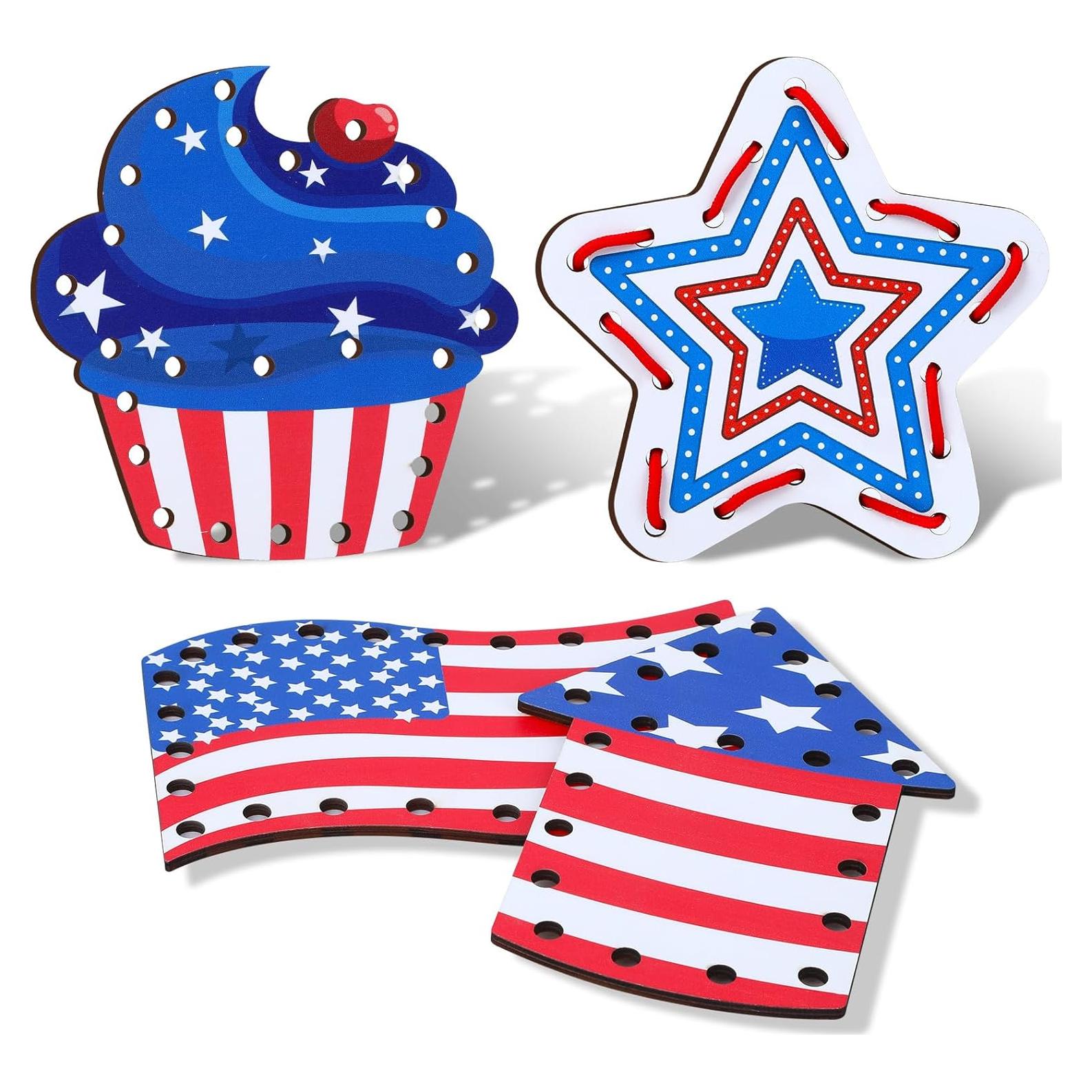 Juguetes de Enhebrado de Madera JULEASEL - Patrióticos 32.3x22.3 cm