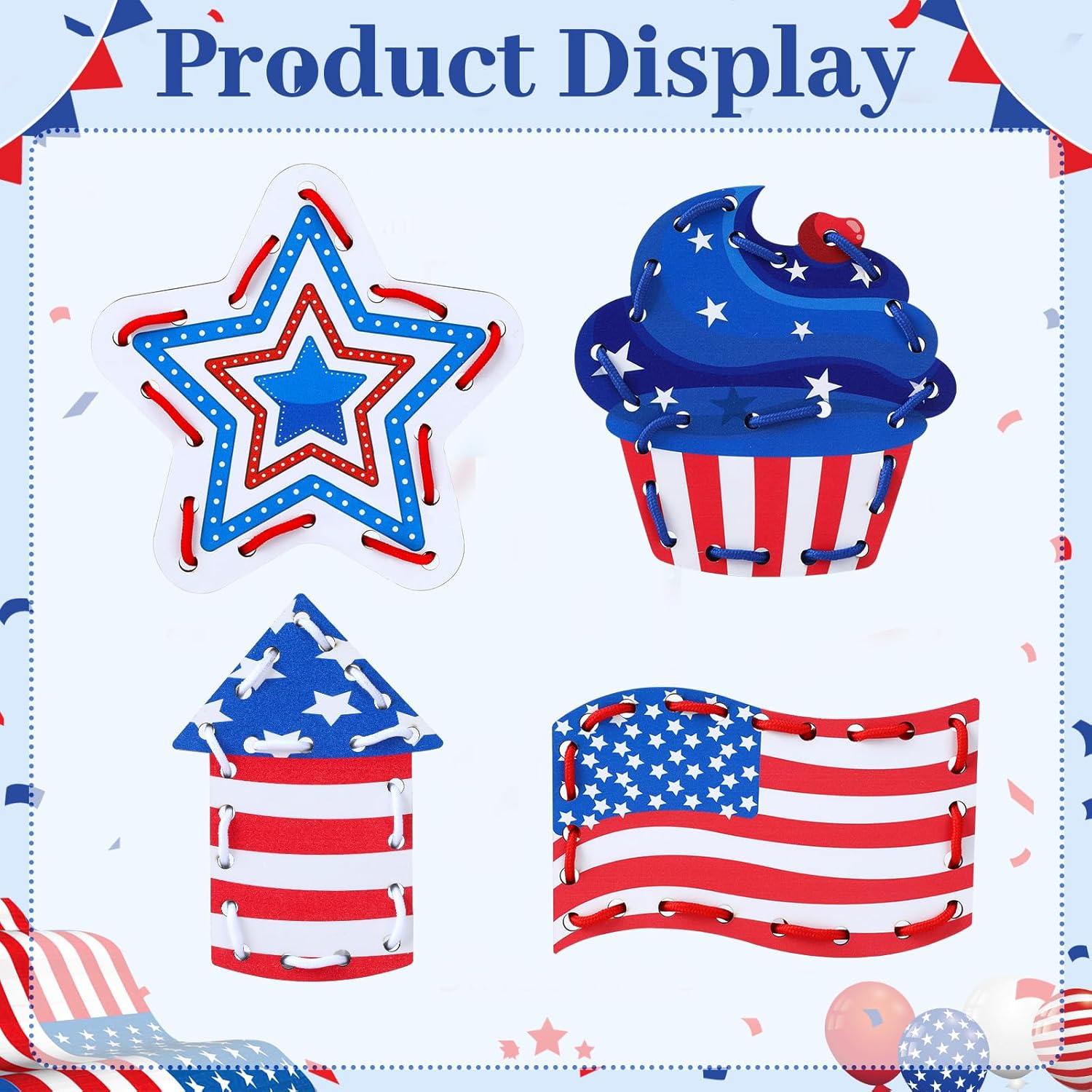 Juguetes de Enhebrado de Madera JULEASEL - Patrióticos 32.3x22.3 cm