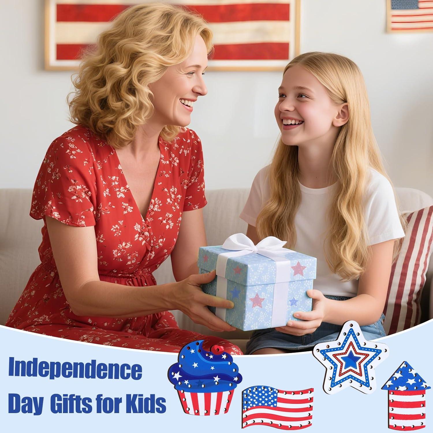 Juguetes de Enhebrado de Madera JULEASEL - Patrióticos 32.3x22.3 cm