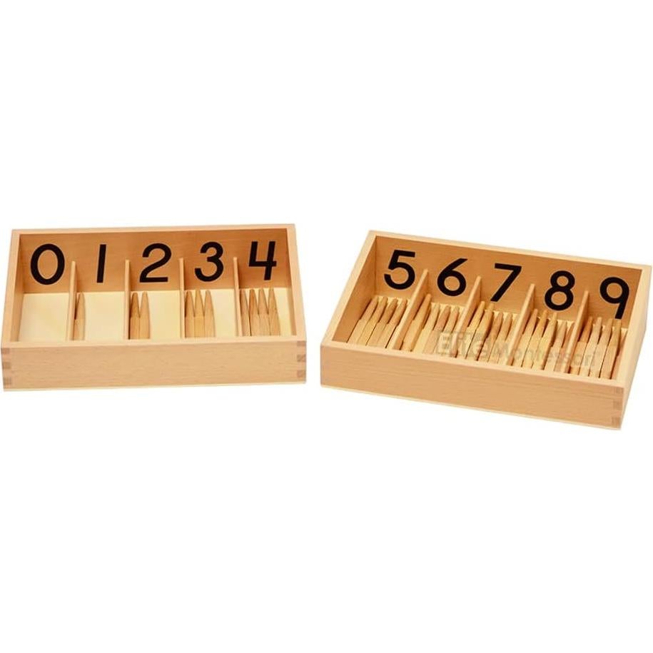 Caja de Husos Numerados Elite Montessori 45 Piezas