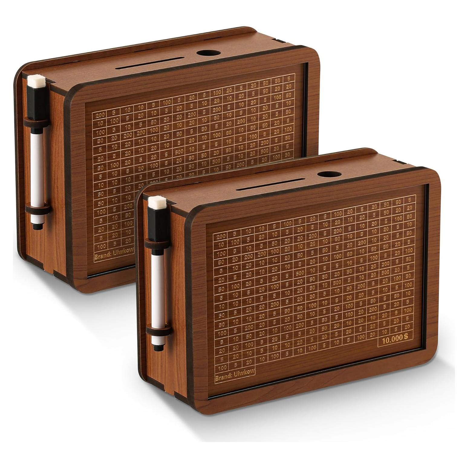 Paquete de 2 Alcancías de Madera Uiwkow 10000 Dólares