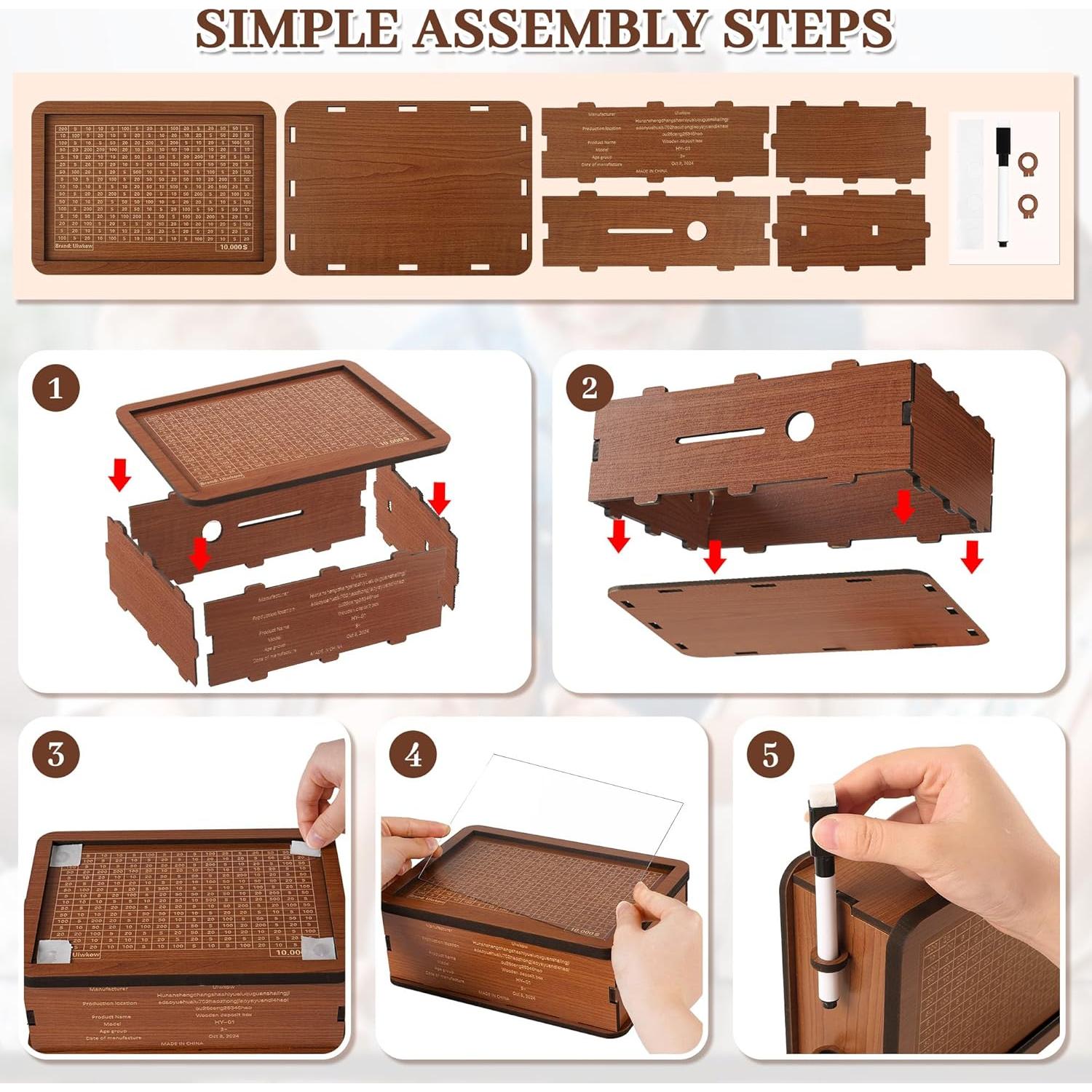Paquete de 2 Alcancías de Madera Uiwkow 10000 Dólares
