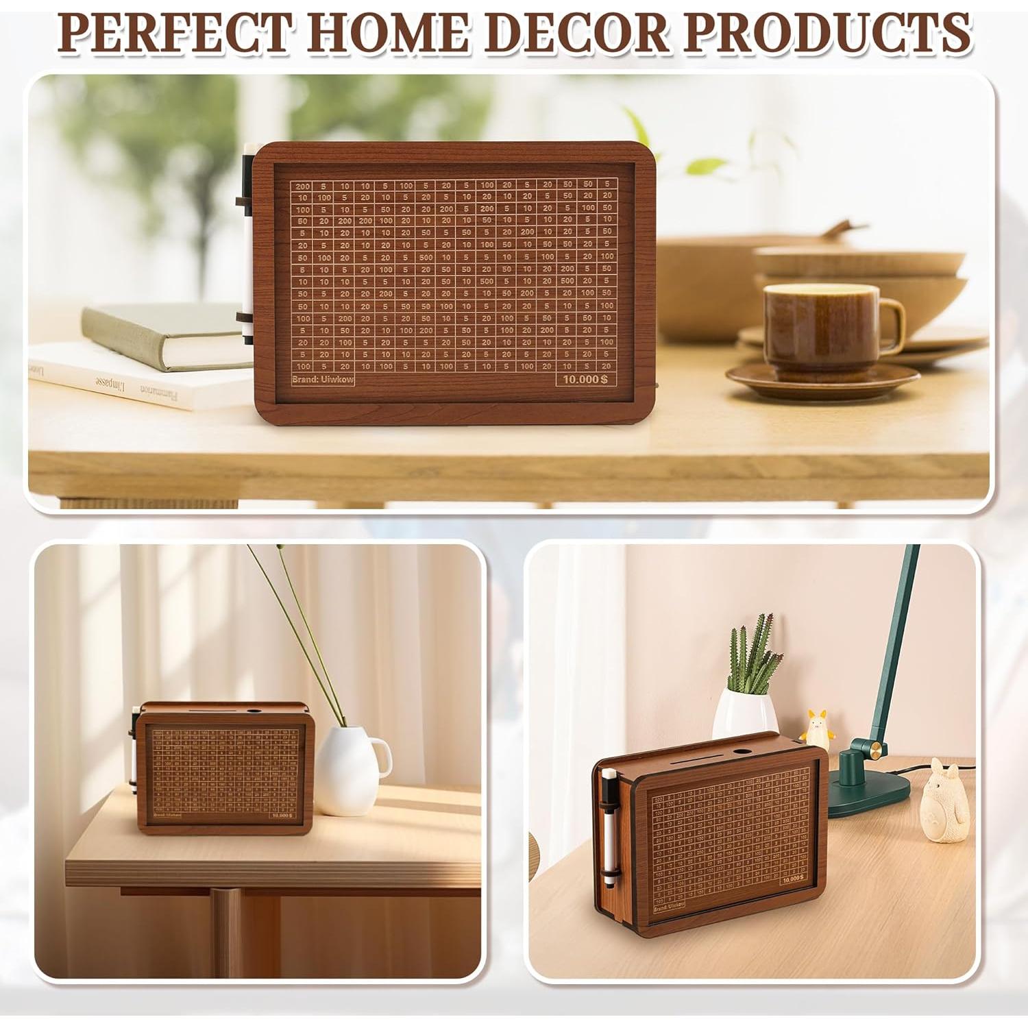 Paquete de 2 Alcancías de Madera Uiwkow 10000 Dólares