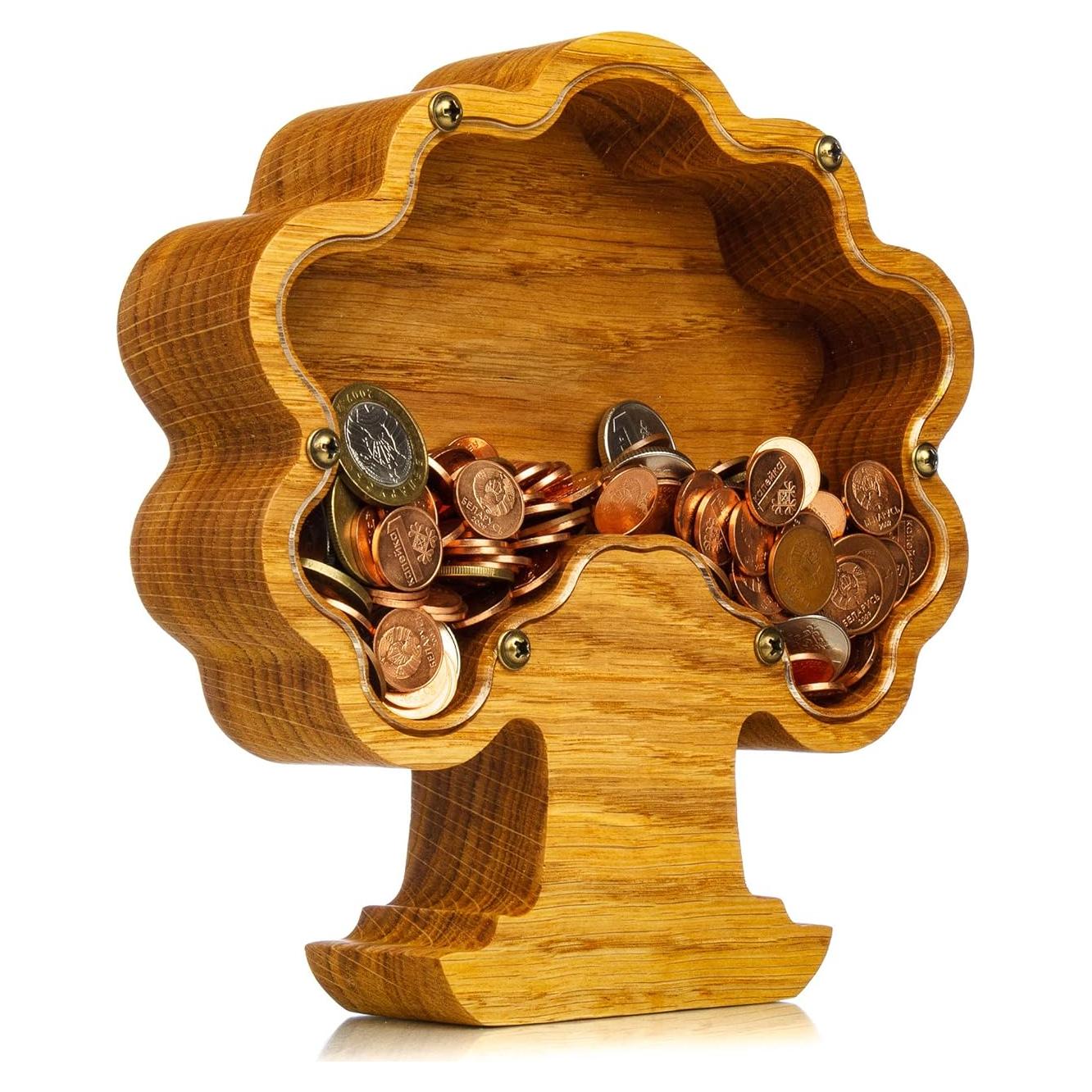 Hucha de Madera de Roble Personalizada WOODPRESENTS - 3 Tamaños