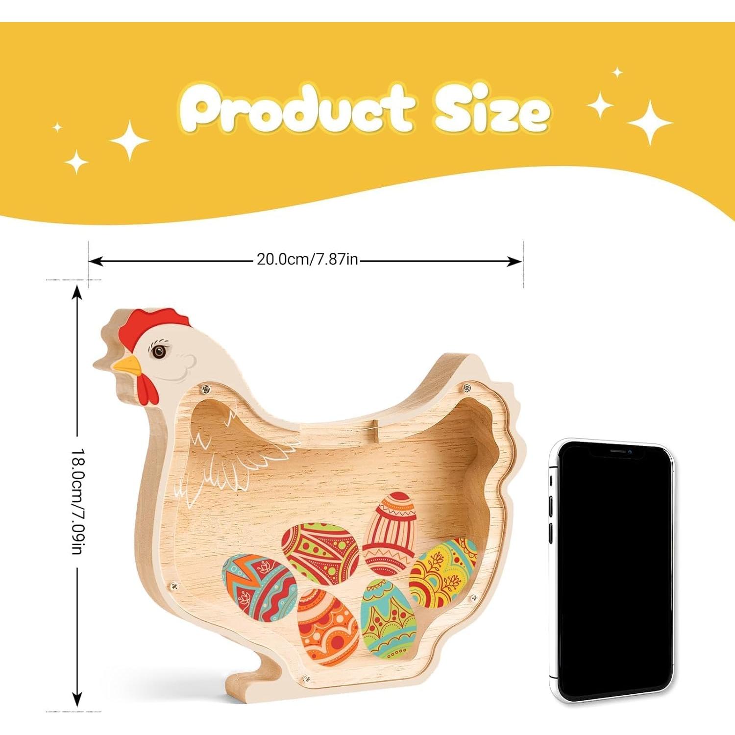 Hucha de Madera Pollito Uniwooder 20x18 cm para Niños