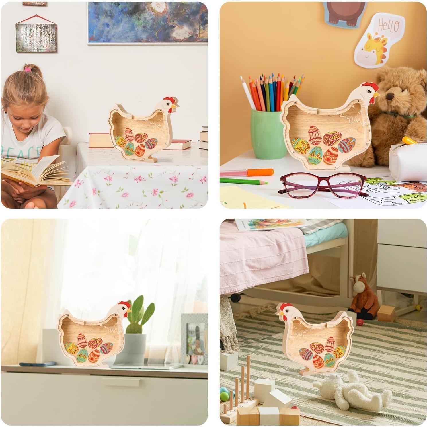 Hucha de Madera Pollito Uniwooder 20x18 cm para Niños