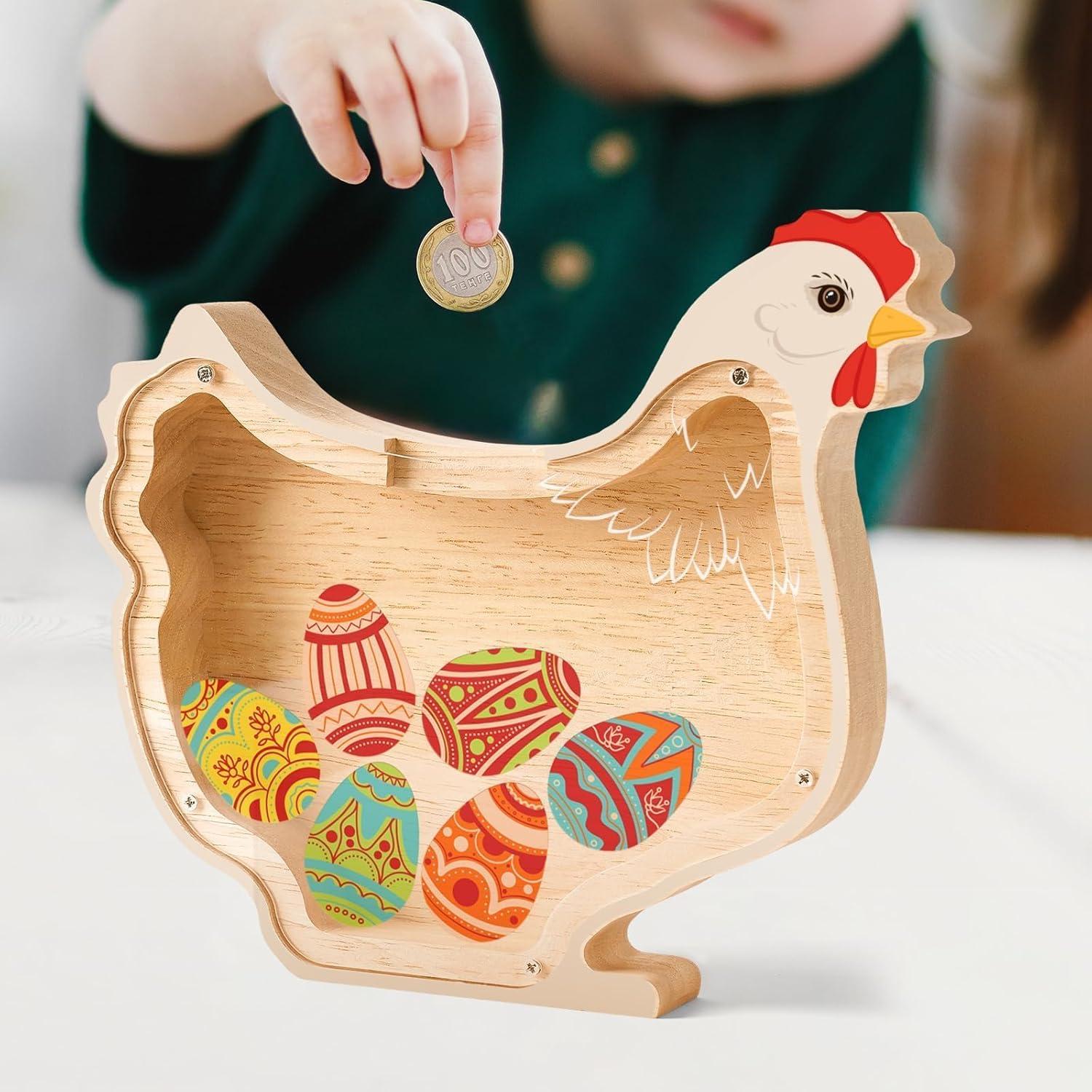 Hucha de Madera Pollito Uniwooder 20x18 cm para Niños