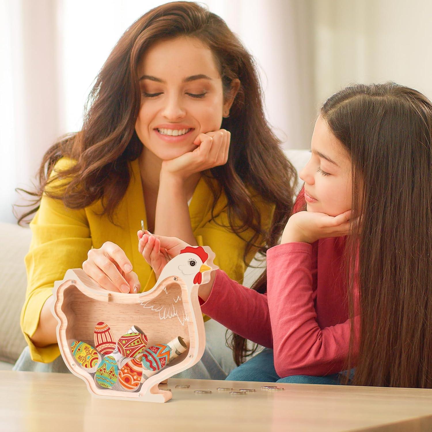 Hucha de Madera Pollito Uniwooder 20x18 cm para Niños