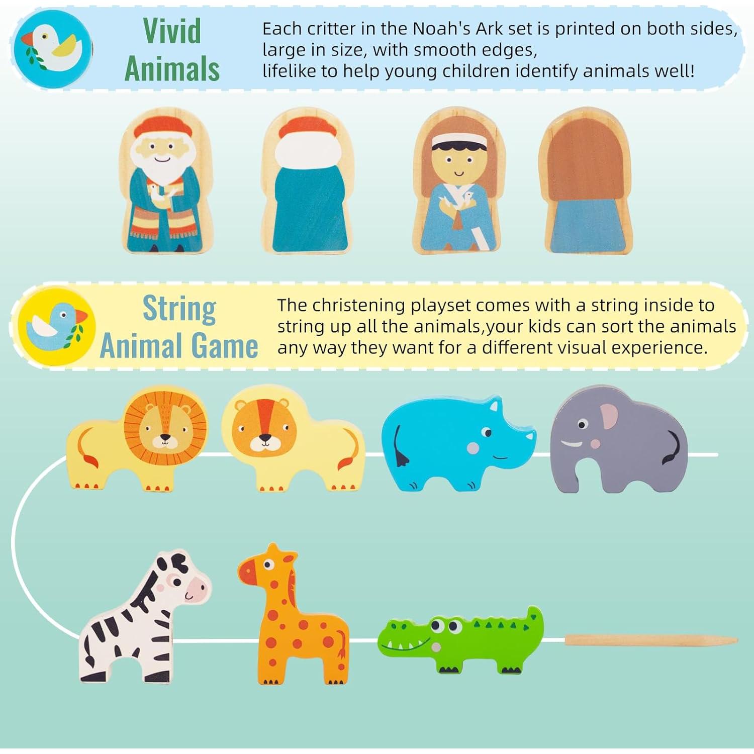 Juguete de Madera Arca de Noé Montessori para Niños 1-3 Años