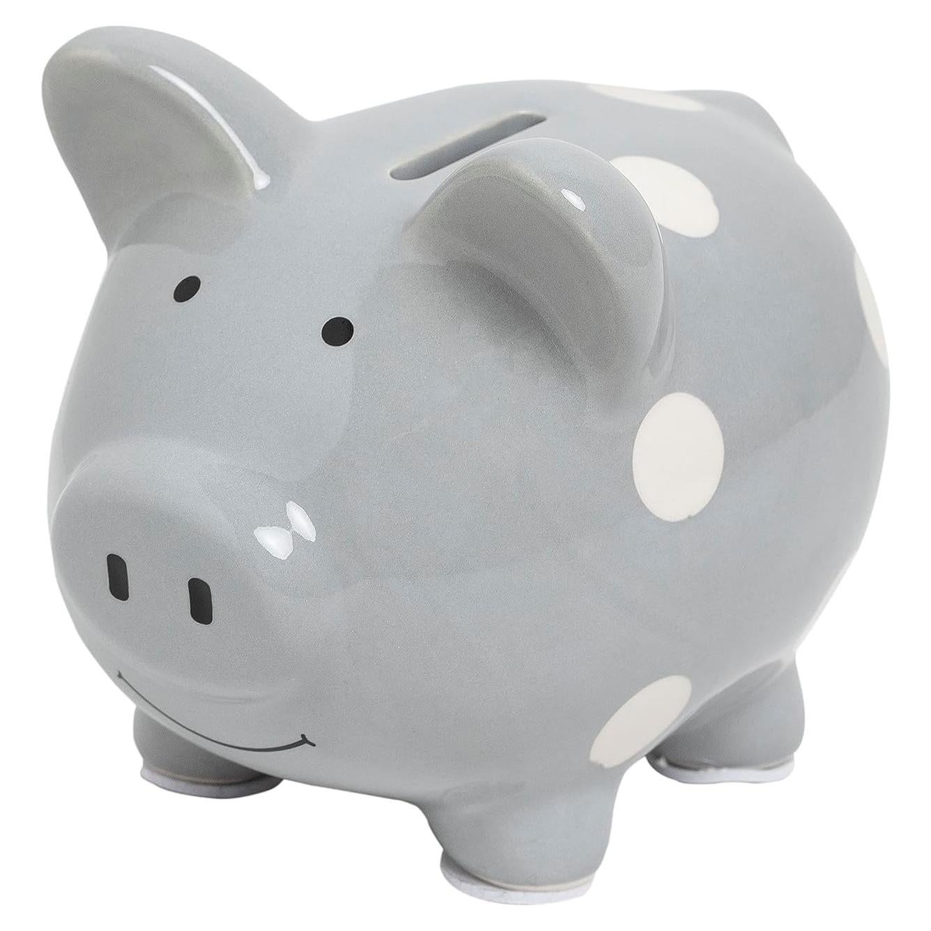 Mini Alcancía de Cerámica Kate & Milo Puntos Grises 15.7x13.2cm