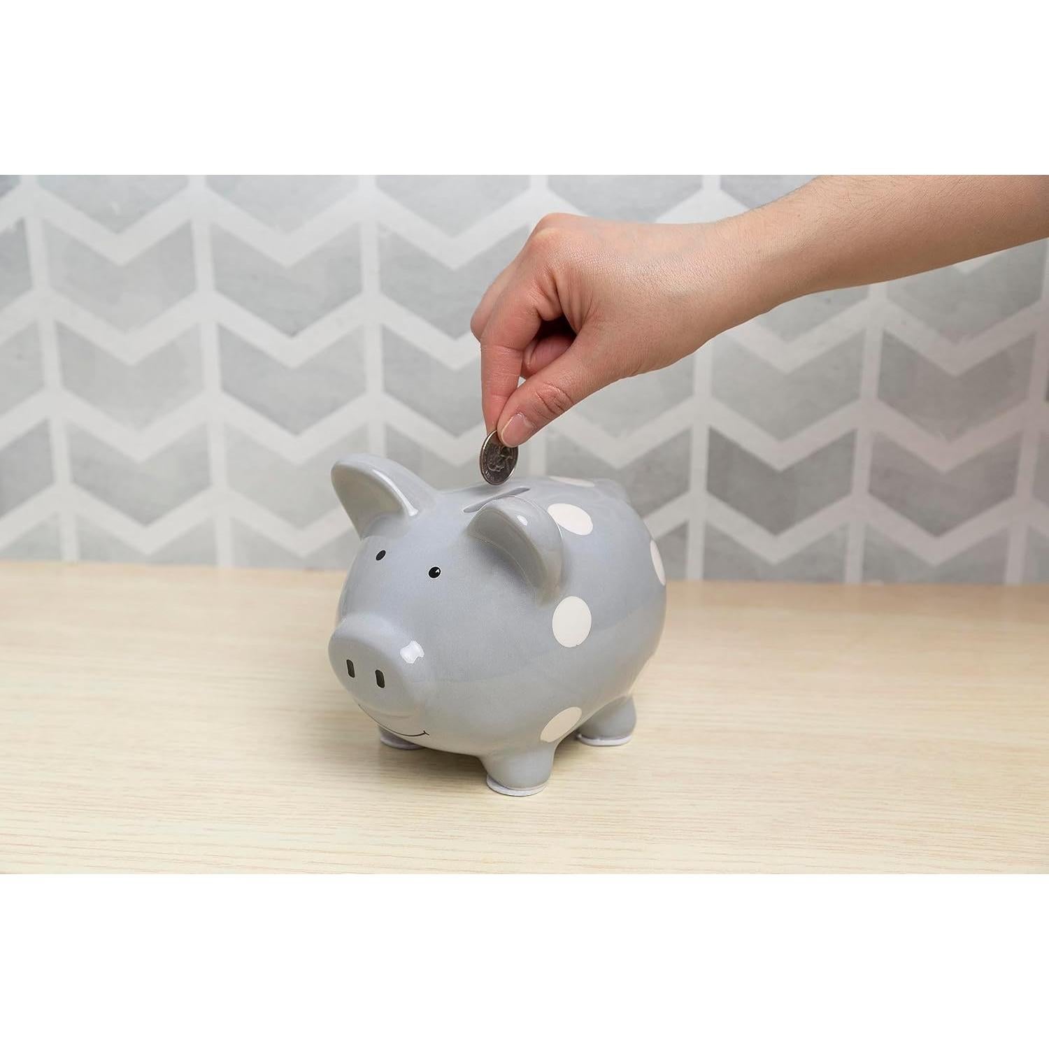 Mini Alcancía de Cerámica Kate & Milo Puntos Grises 15.7x13.2cm