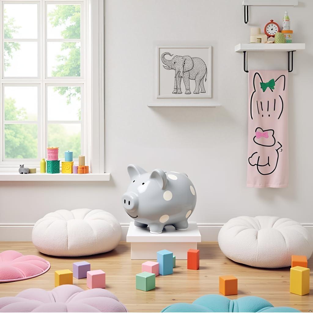 Mini Alcancía de Cerámica Kate & Milo Puntos Grises 15.7x13.2cm