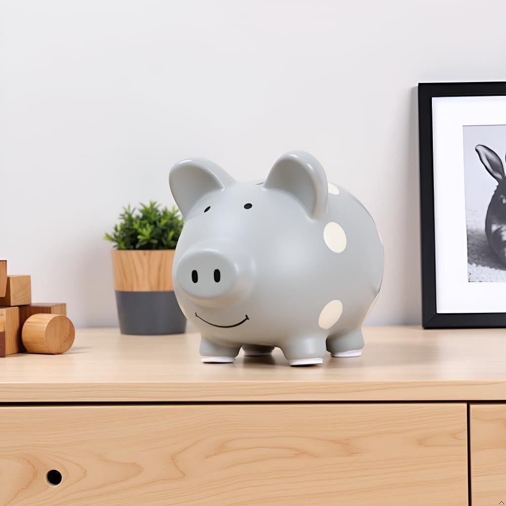 Mini Alcancía de Cerámica Kate & Milo Puntos Grises 15.7x13.2cm