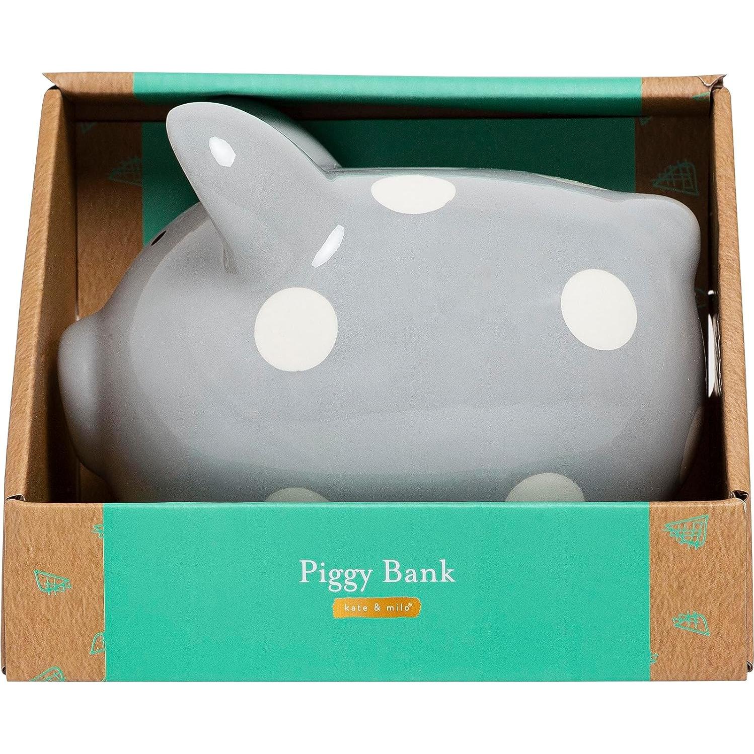 Mini Alcancía de Cerámica Kate & Milo Puntos Grises 15.7x13.2cm