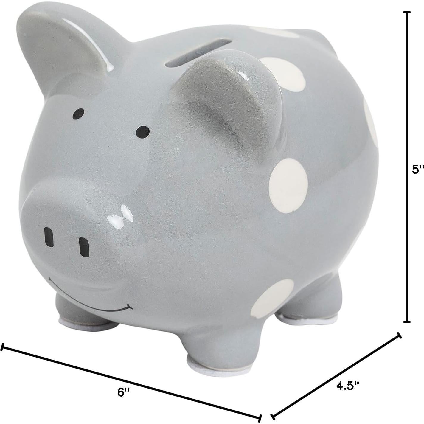 Mini Alcancía de Cerámica Kate & Milo Puntos Grises 15.7x13.2cm