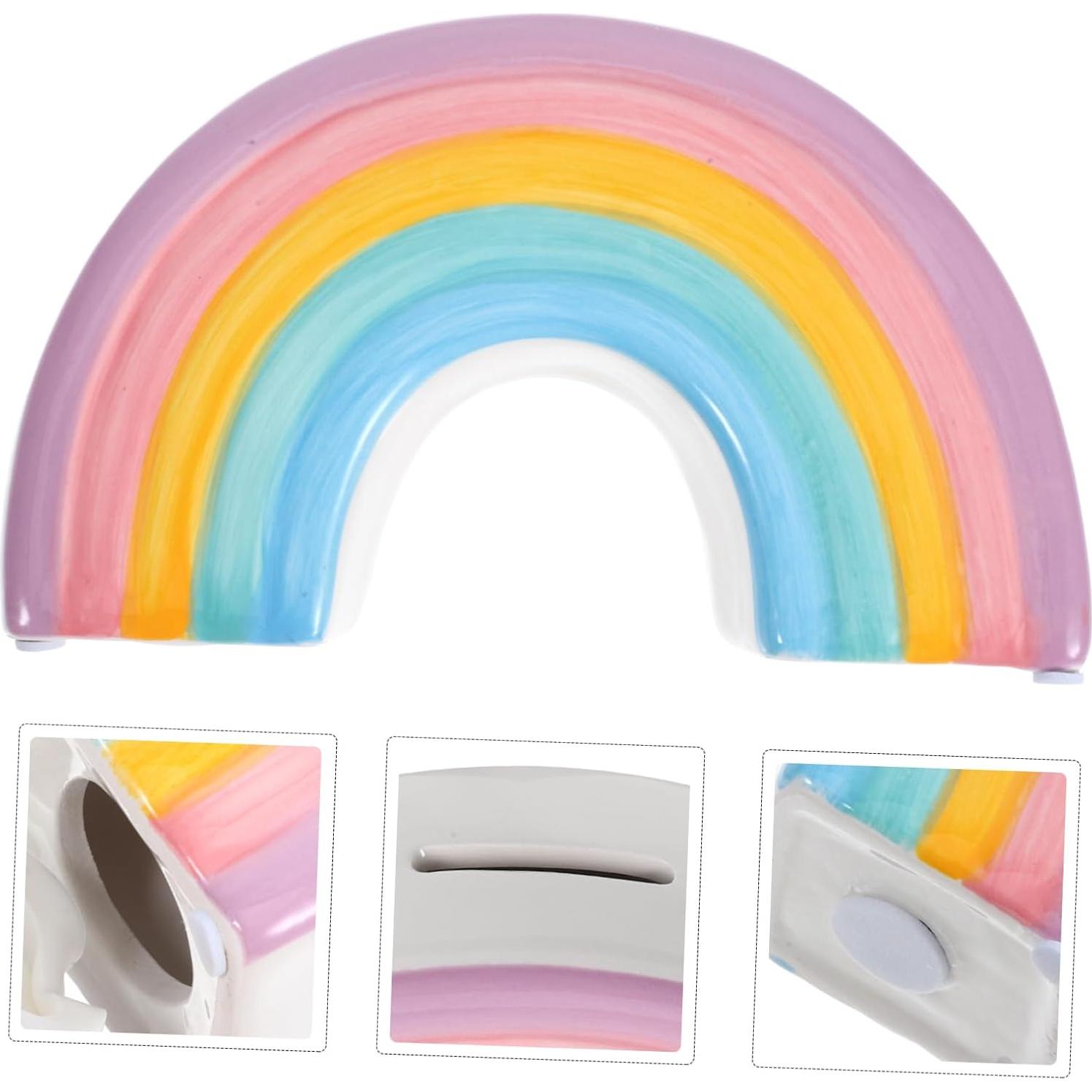 Hucha Arcoíris Cerámica 17.78x10.19cm Decorativa Ahorros