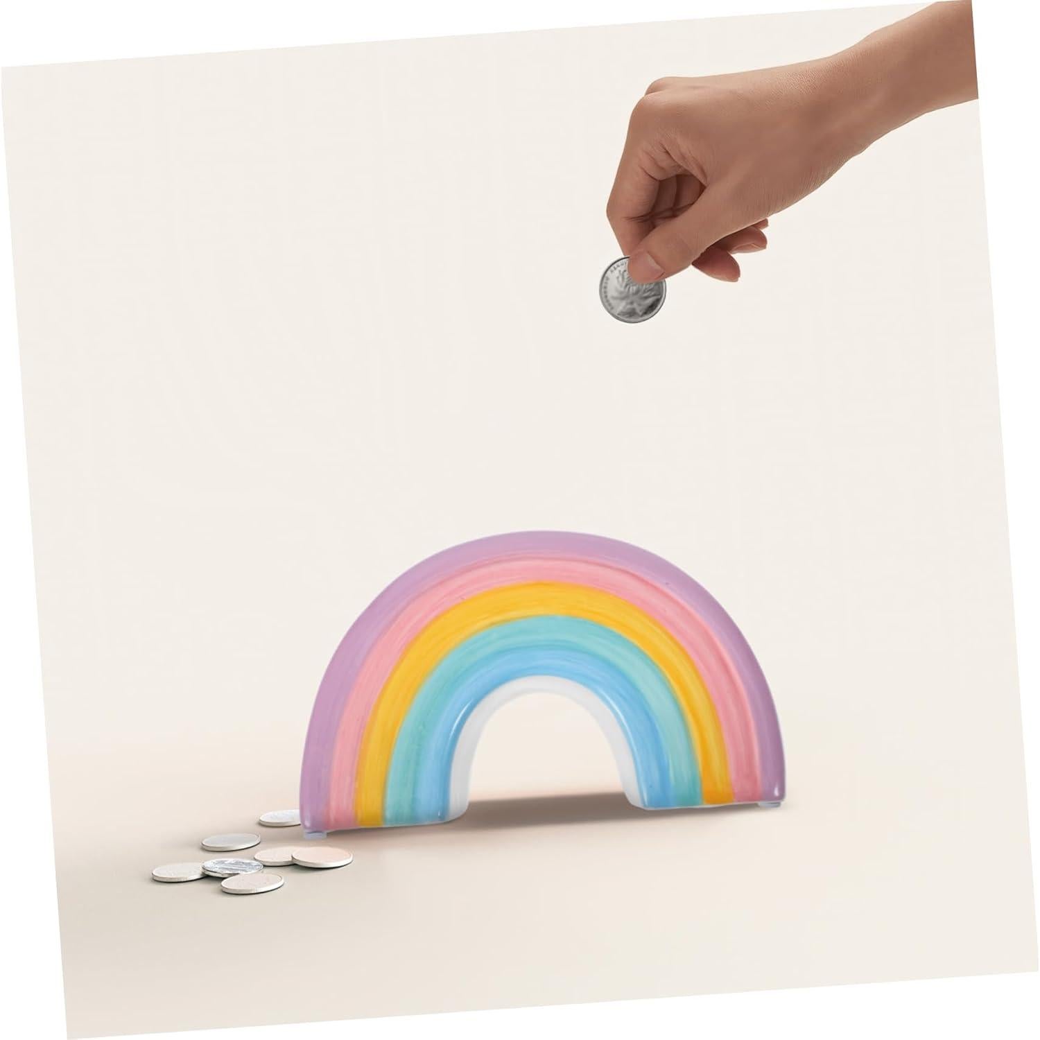 Hucha Arcoíris Cerámica 17.78x10.19cm Decorativa Ahorros
