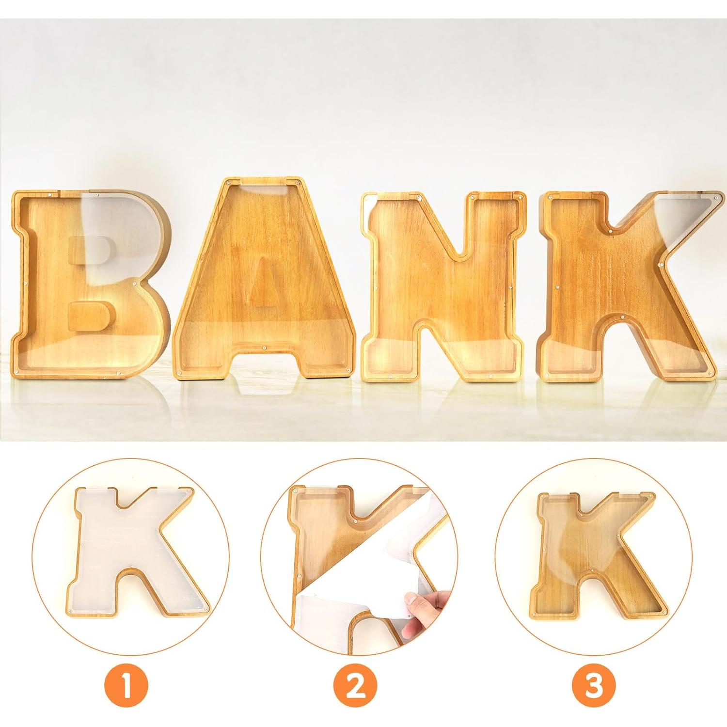 Alcancía de Letras de Madera ANOTION 22.86 cm para Niños