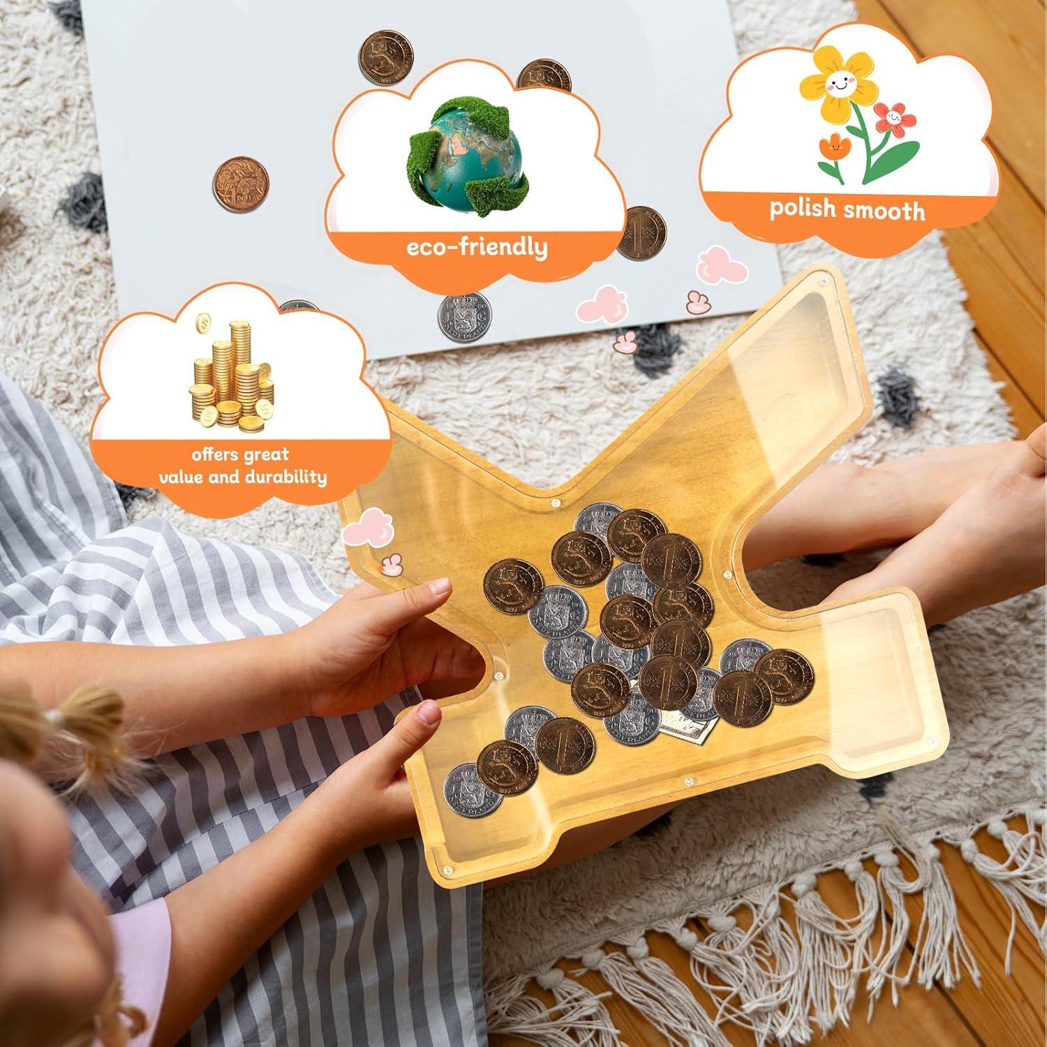 Alcancía de Letras de Madera ANOTION 22.86 cm para Niños