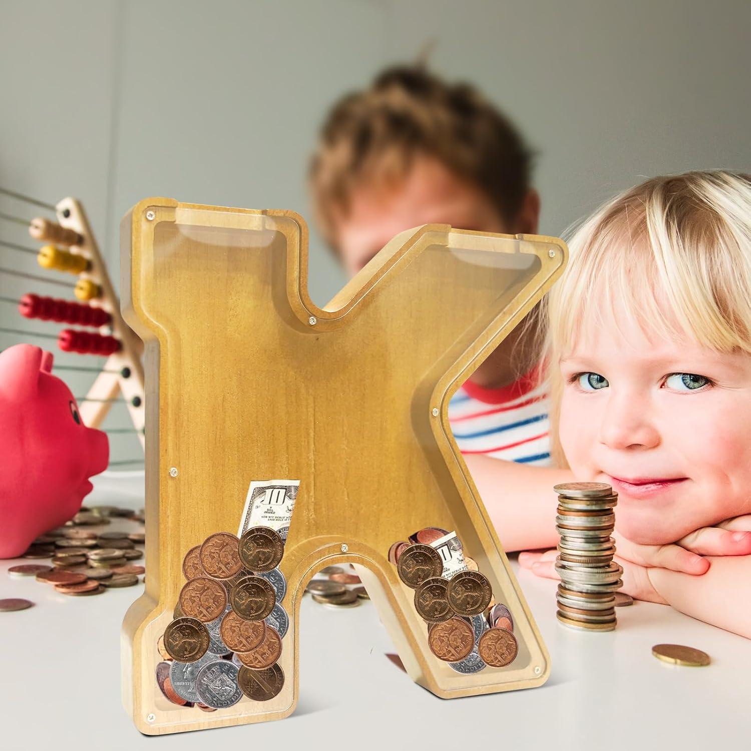 Alcancía de Letras de Madera ANOTION 22.86 cm para Niños