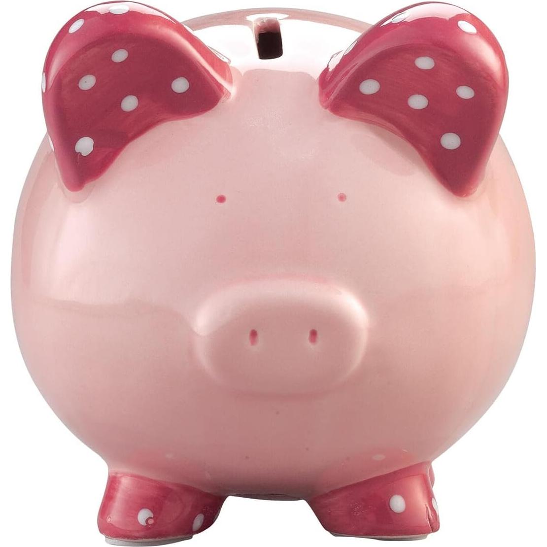 Hucha de Cerámica Personalizada Rosa para Niños - 16.5x14x15.2 cm