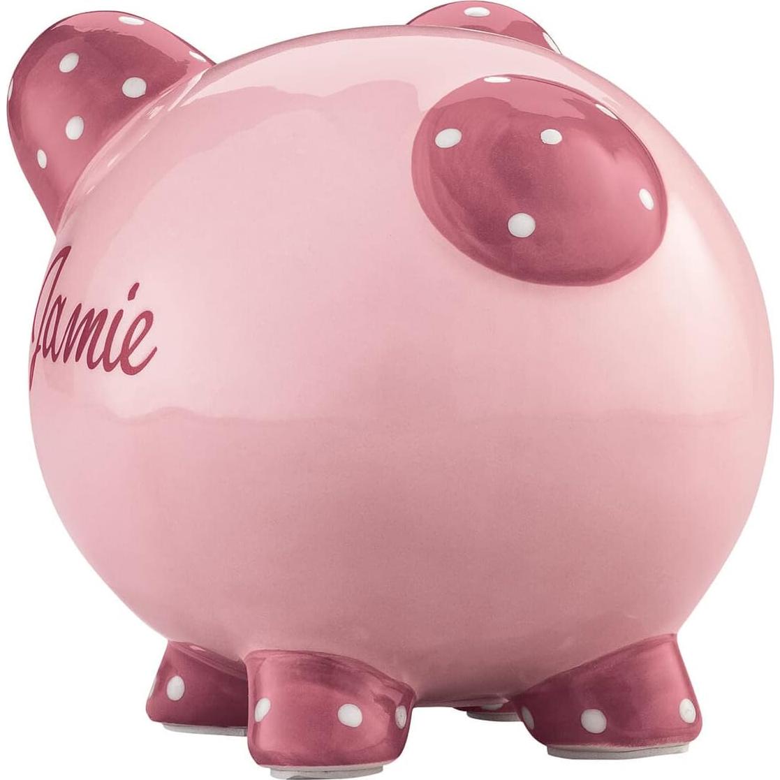 Hucha de Cerámica Personalizada Rosa para Niños - 16.5x14x15.2 cm