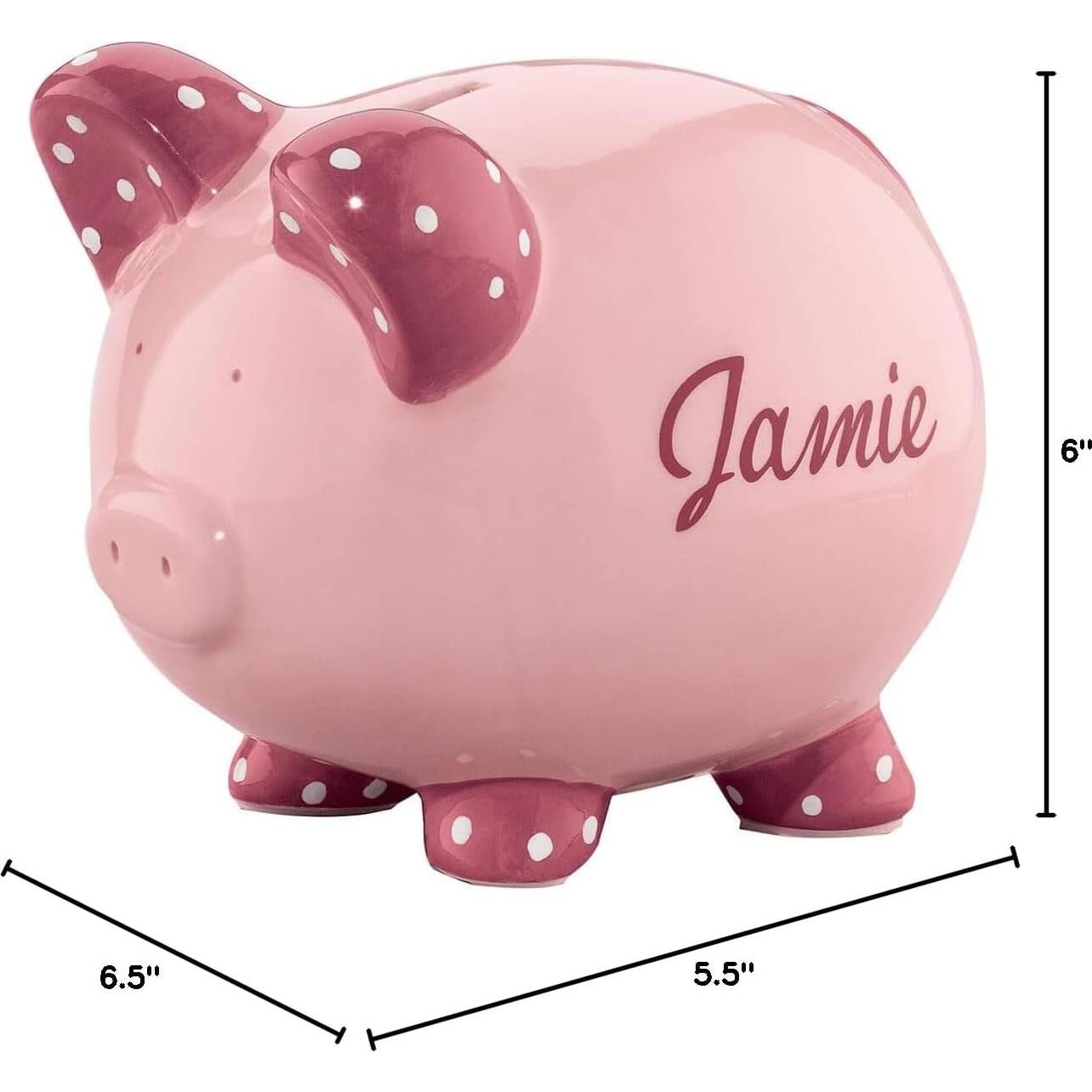 Hucha de Cerámica Personalizada Rosa para Niños - 16.5x14x15.2 cm