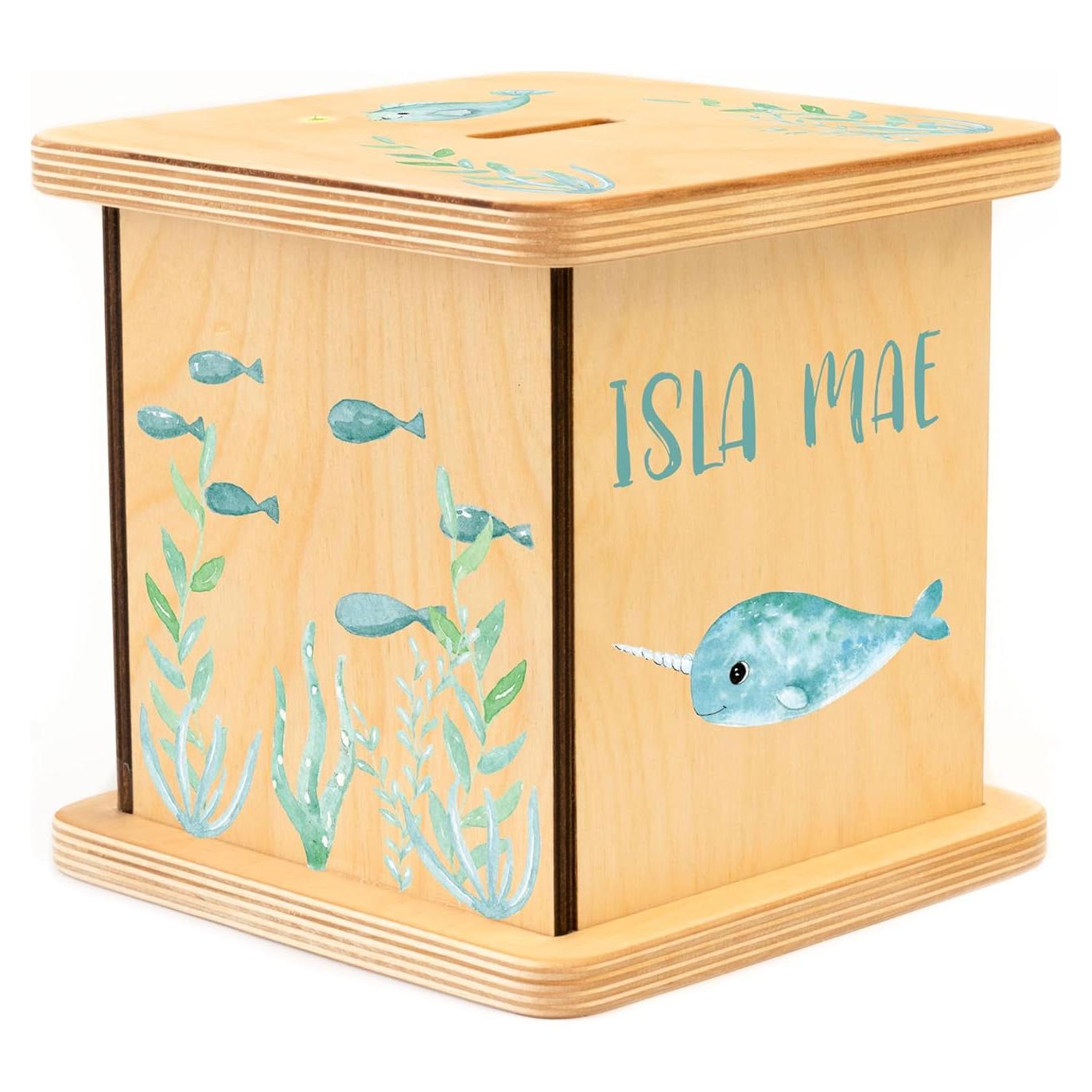 Hucha de Madera Personalizada BloomOwl 15.24cm para Niños