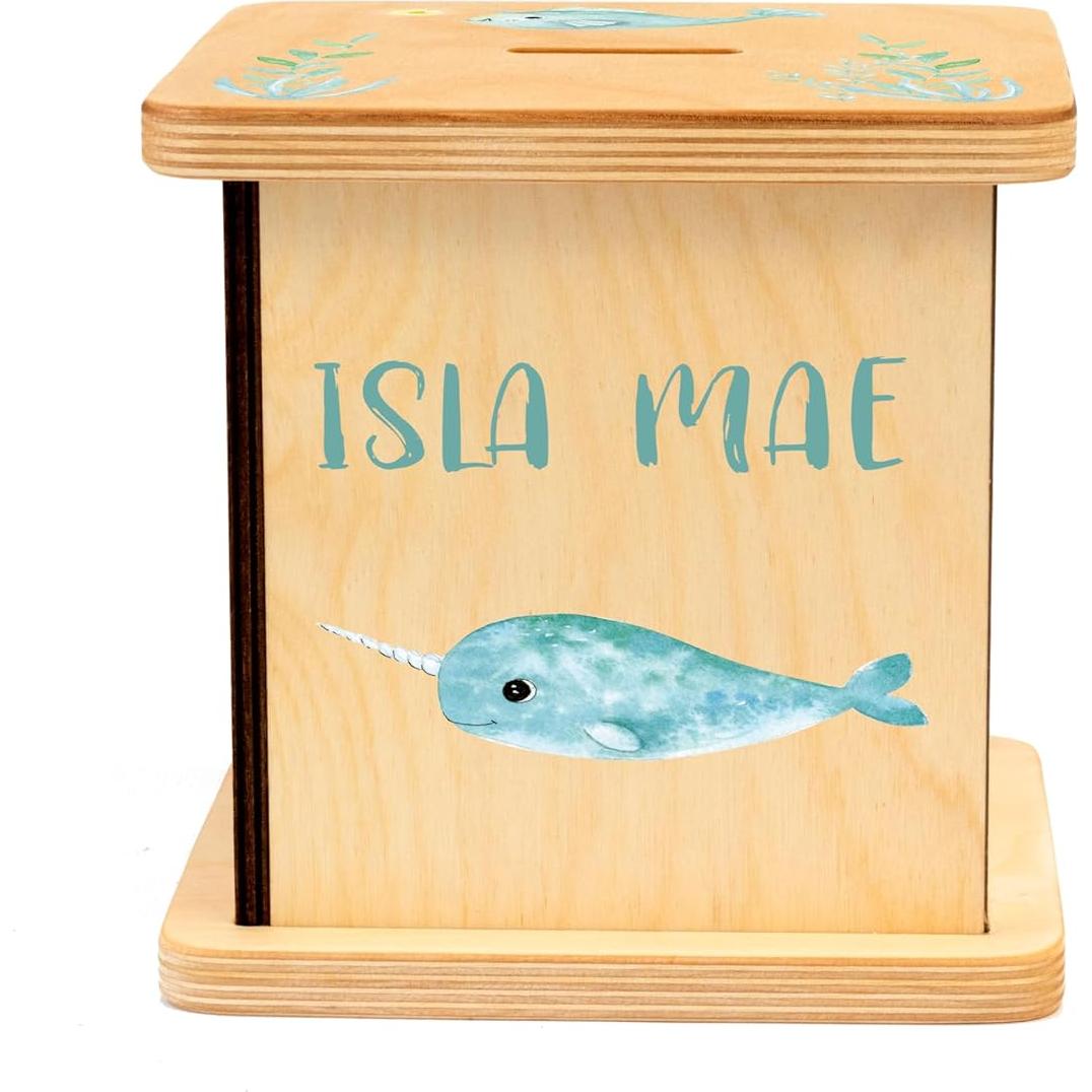 Hucha de Madera Personalizada BloomOwl 15.24cm para Niños