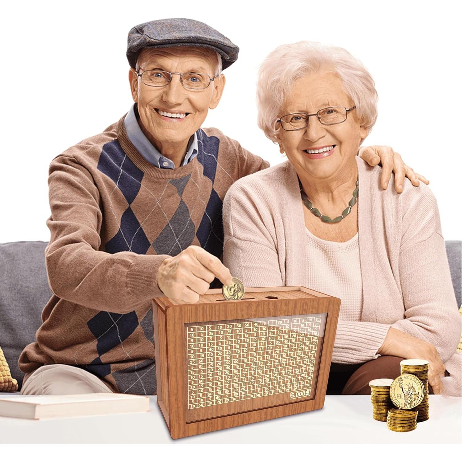 Caja de Ahorro de Dinero MoliDow 2 Packs Madera 10,000 Objetivos