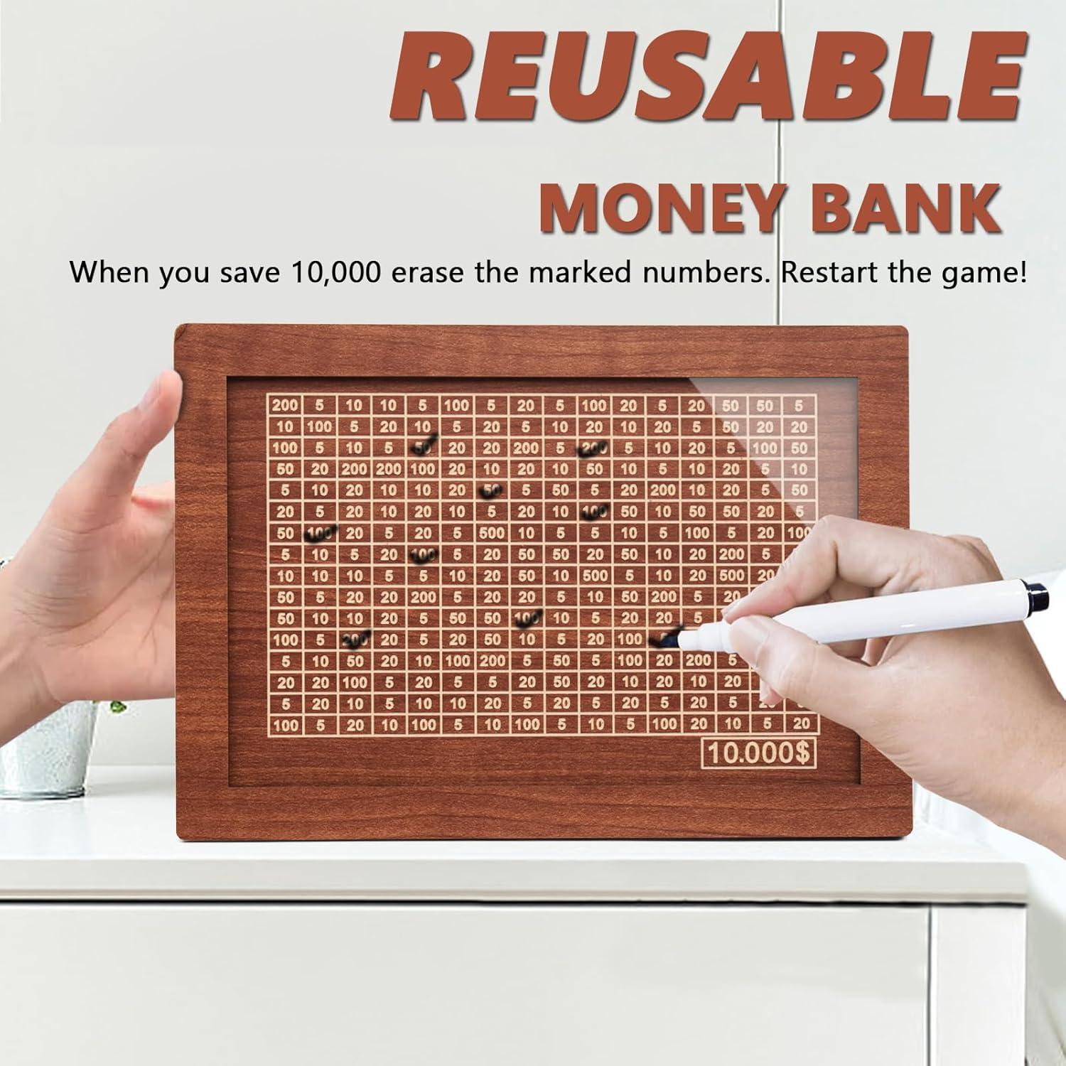 Caja de Ahorros de Madera YOSICHY con Objetivo $10000