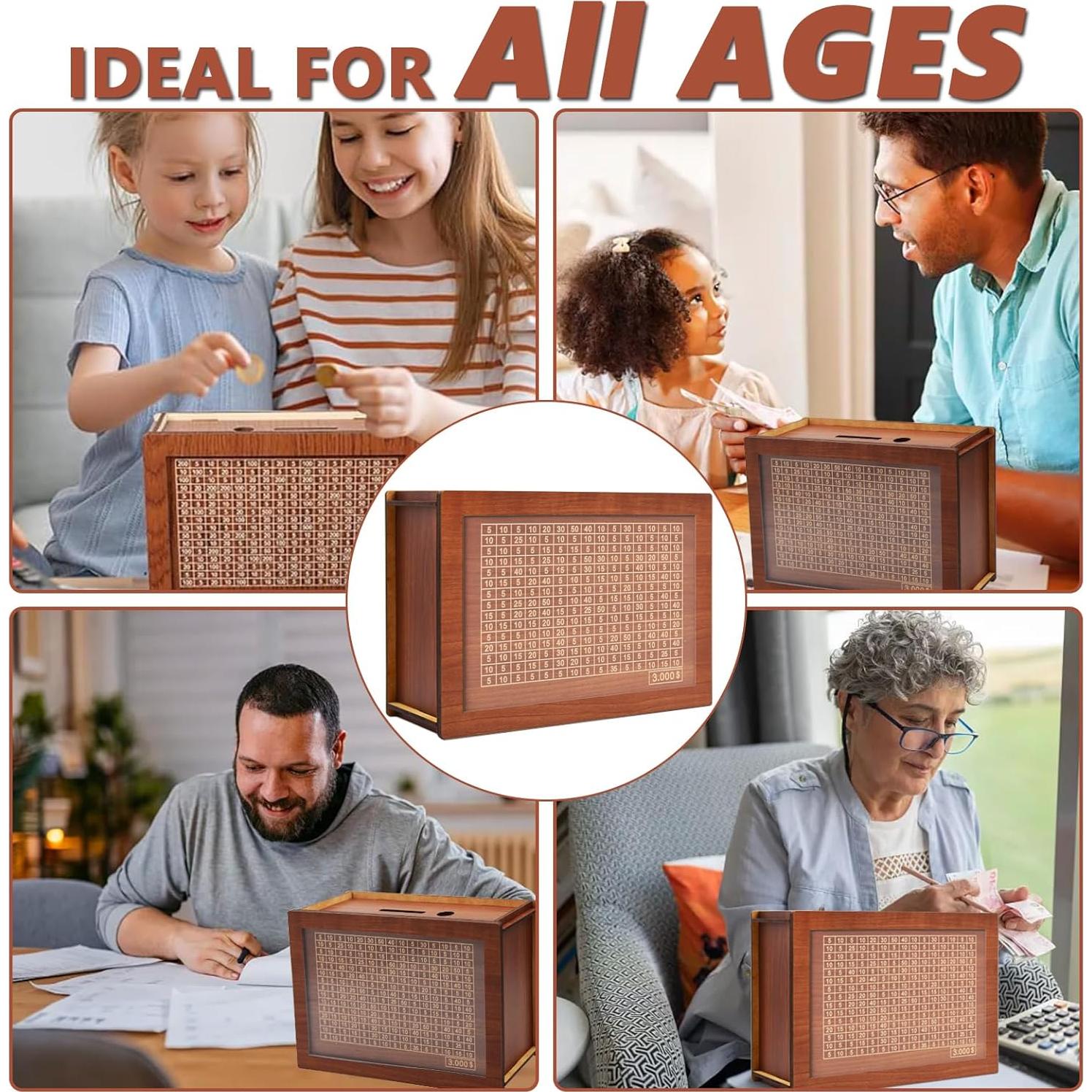 Caja de Ahorros de Madera YOSICHY con Objetivo $10000