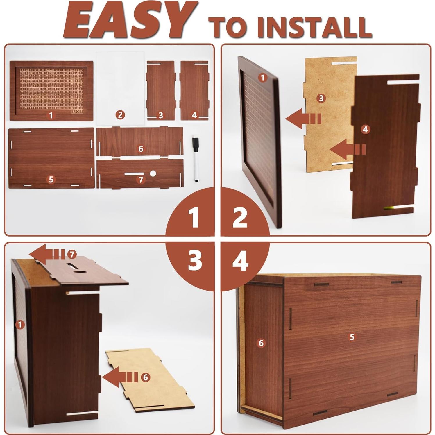 Caja de Ahorros de Madera YOSICHY con Objetivo $10000