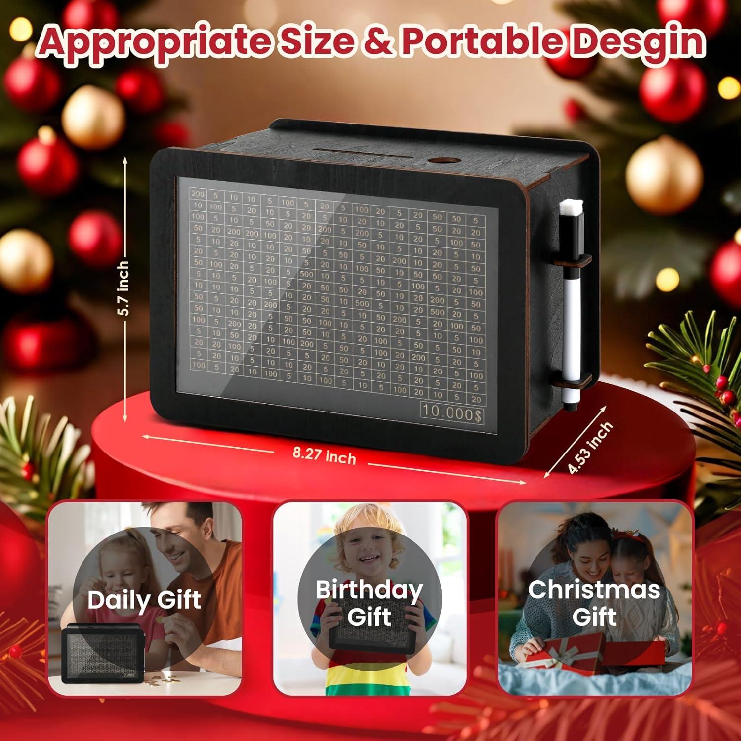 Caja de Ahorros de Madera MAMGRROAT Negra 21x11.5x14.5 cm